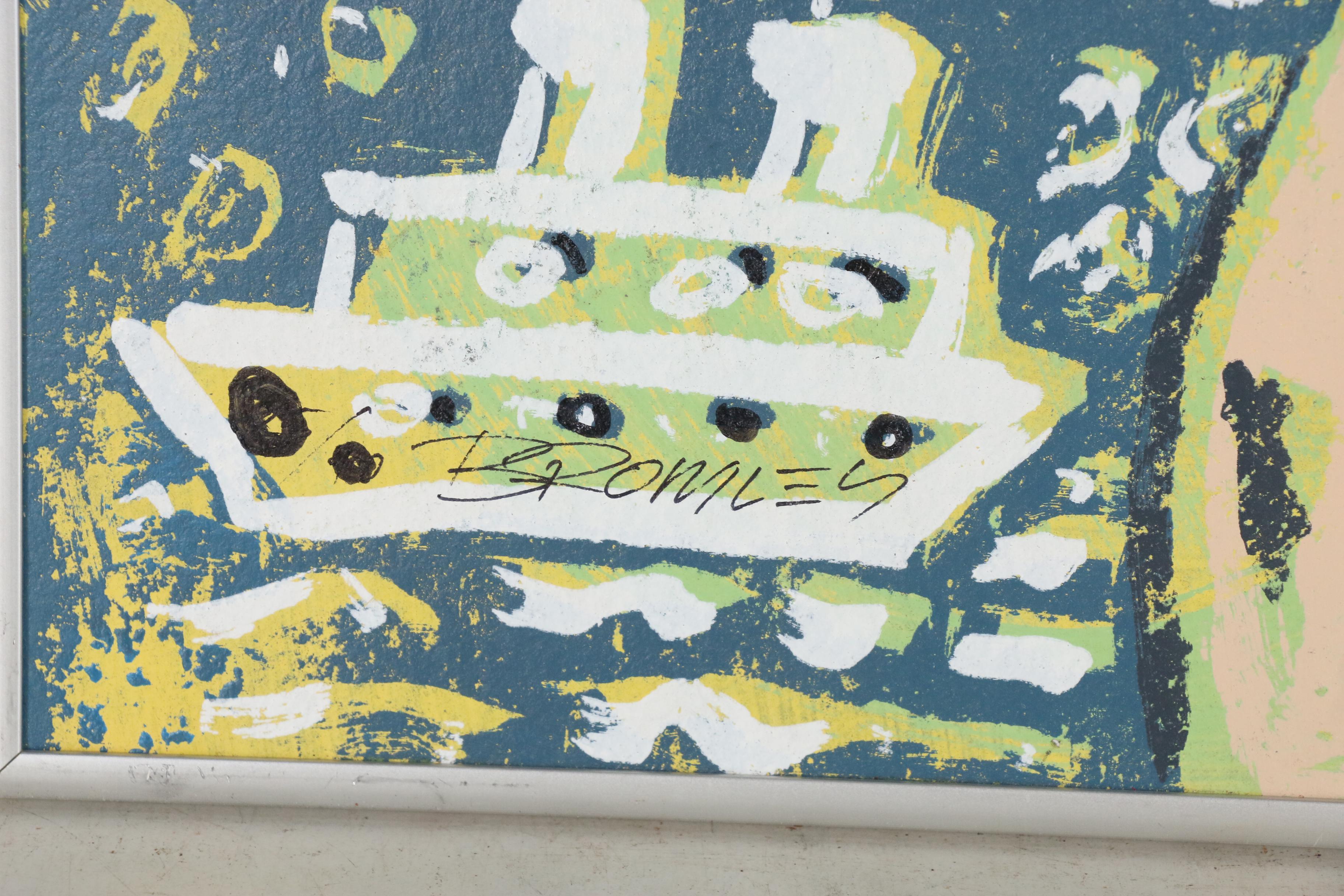 David Bromley Embellished Serigraph "Young Artist Vertical"