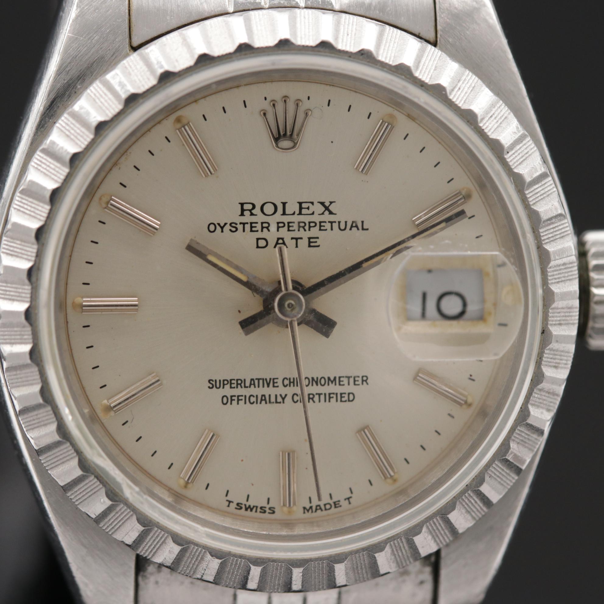 1991 Rolex Date 69240 Stainless Steel Automatic Watch