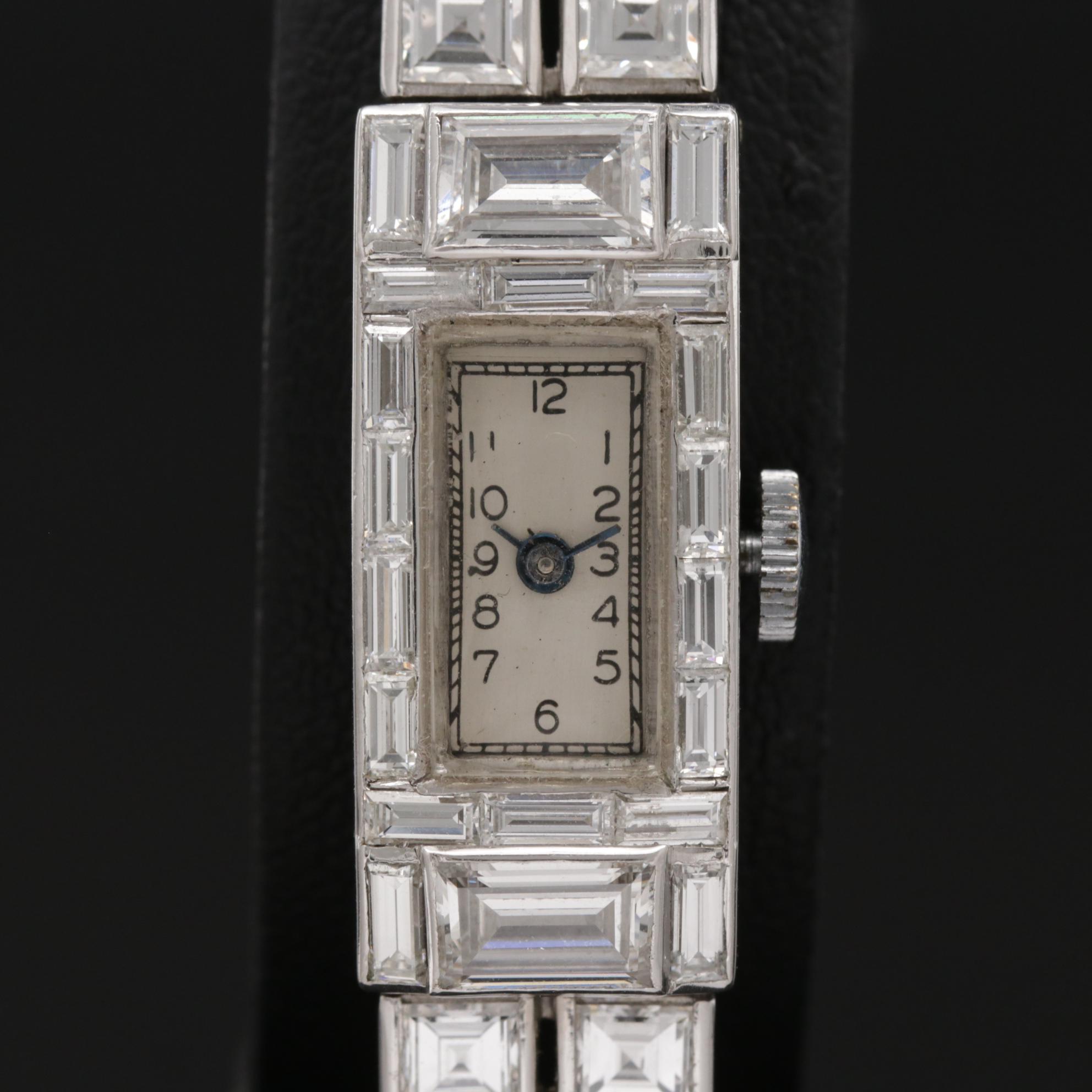 Platinum and 18.00 CTW Diamond Stem Wind Watch, Vintage