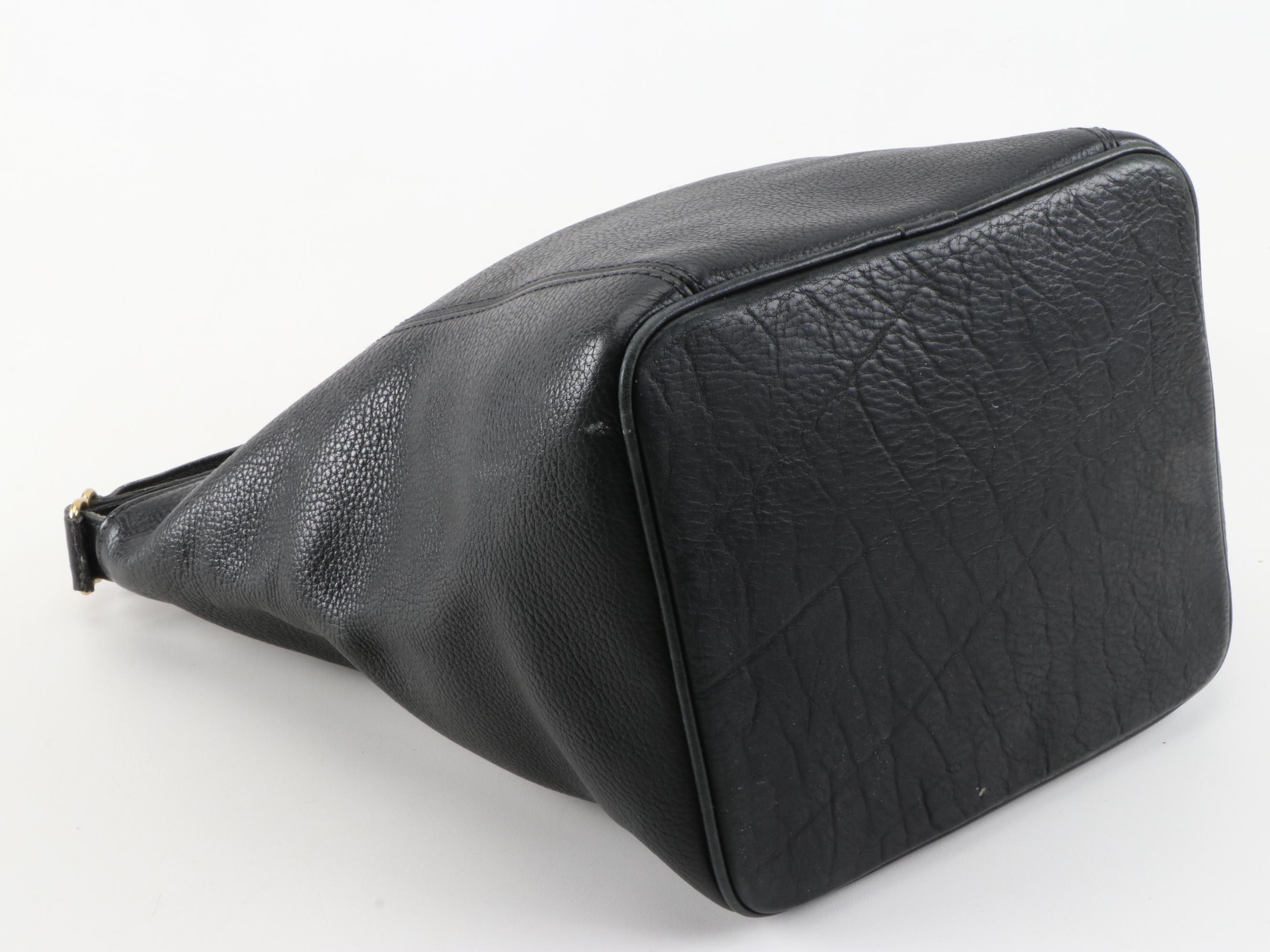 Coach Large Bucket Bag in Pebbled Black Leather