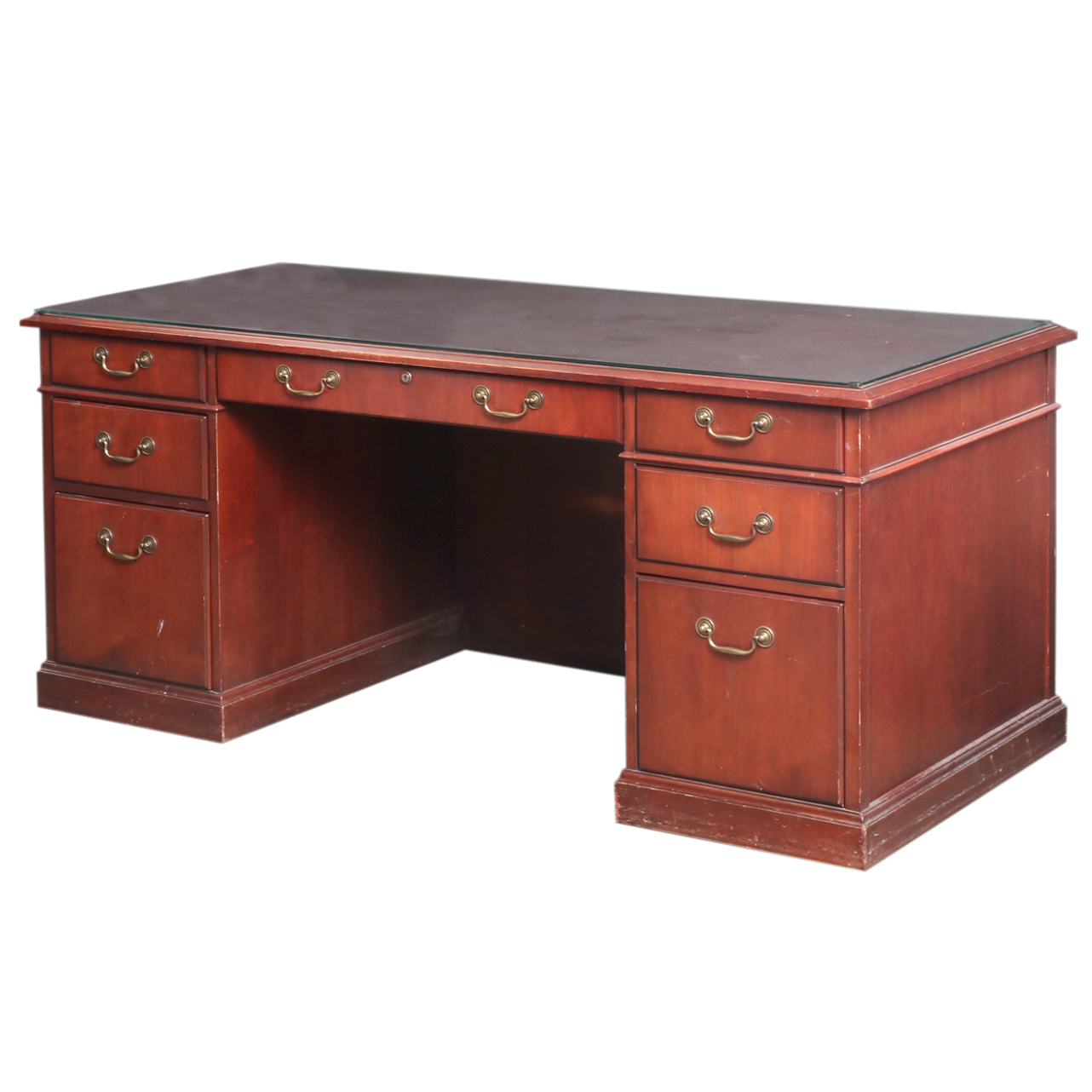 Kimball Furniture Mahogany-Veneered and Stained Double-Pedestal Desk