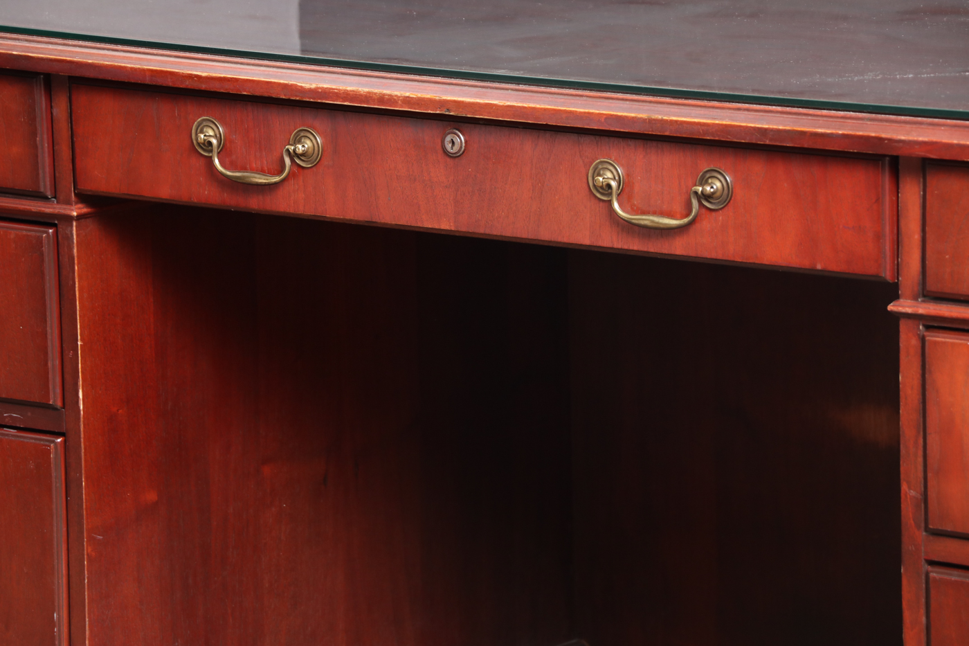 Kimball Furniture Mahogany-Veneered and Stained Double-Pedestal Desk