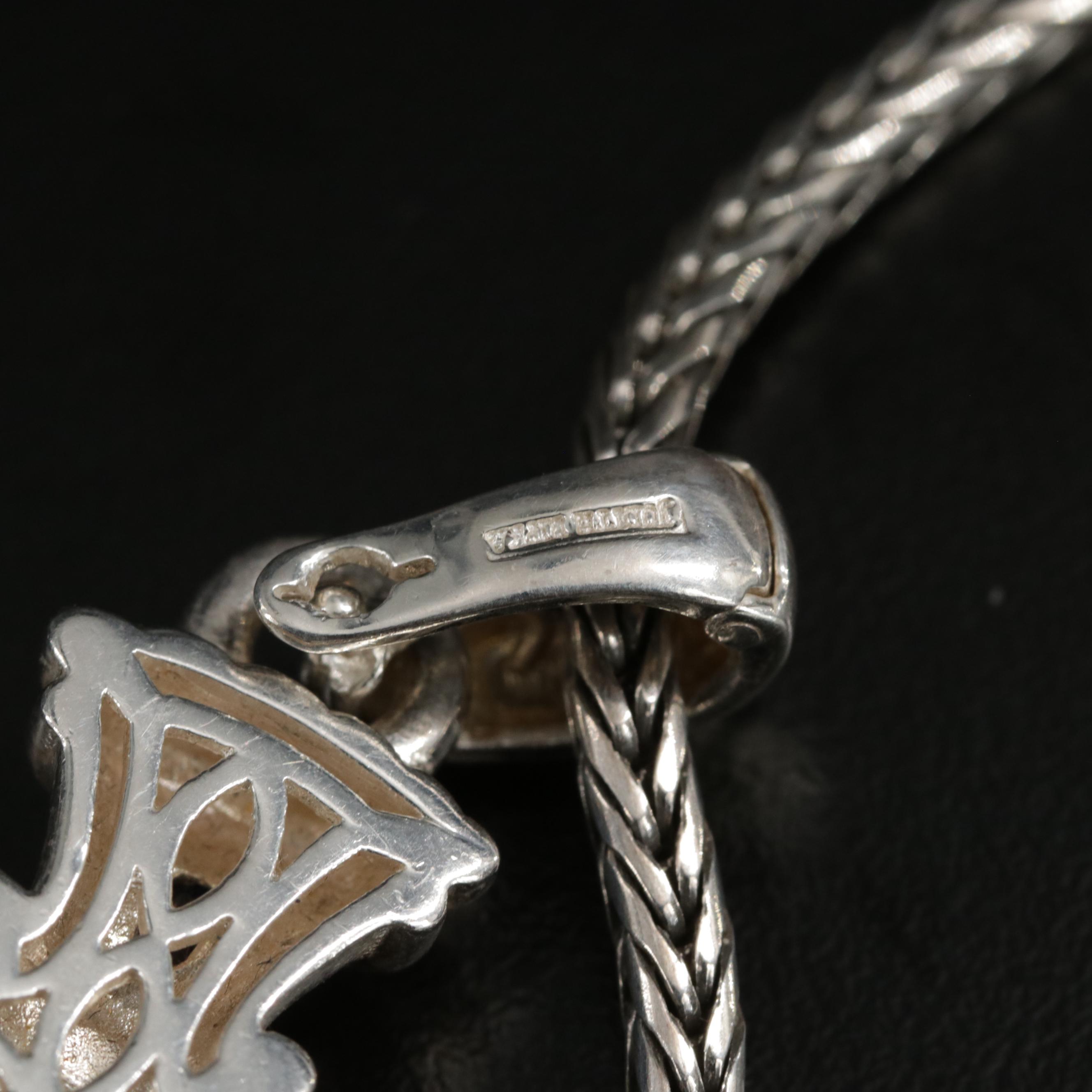 Judith Ripka Sterling Silver Pearl and Sapphire Maltese Cross Necklace