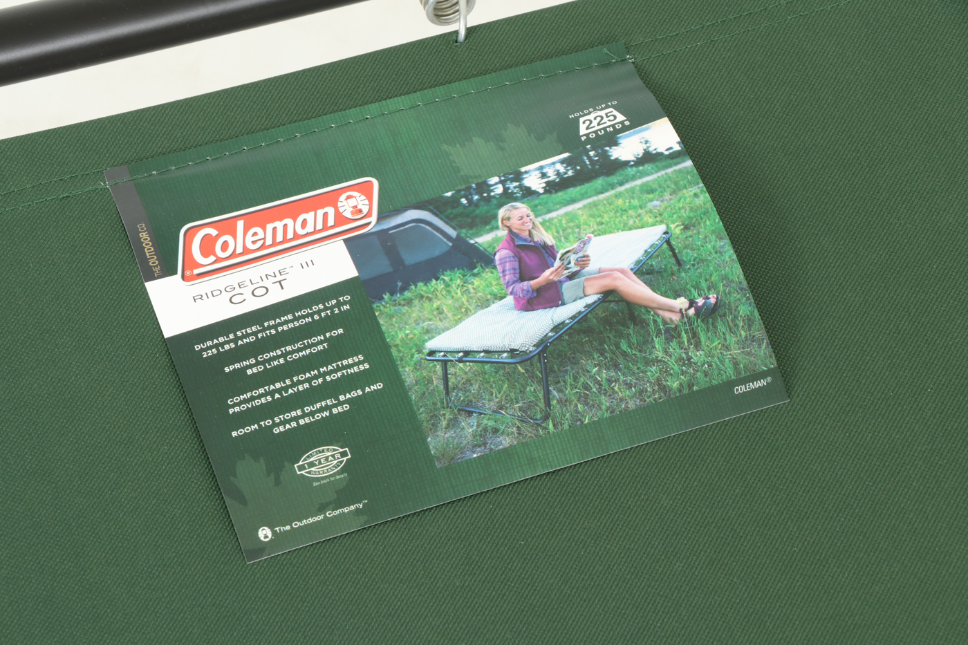 Coleman "Ridgeline III" Spring-Mounted Steel Folding Cot with Mattress