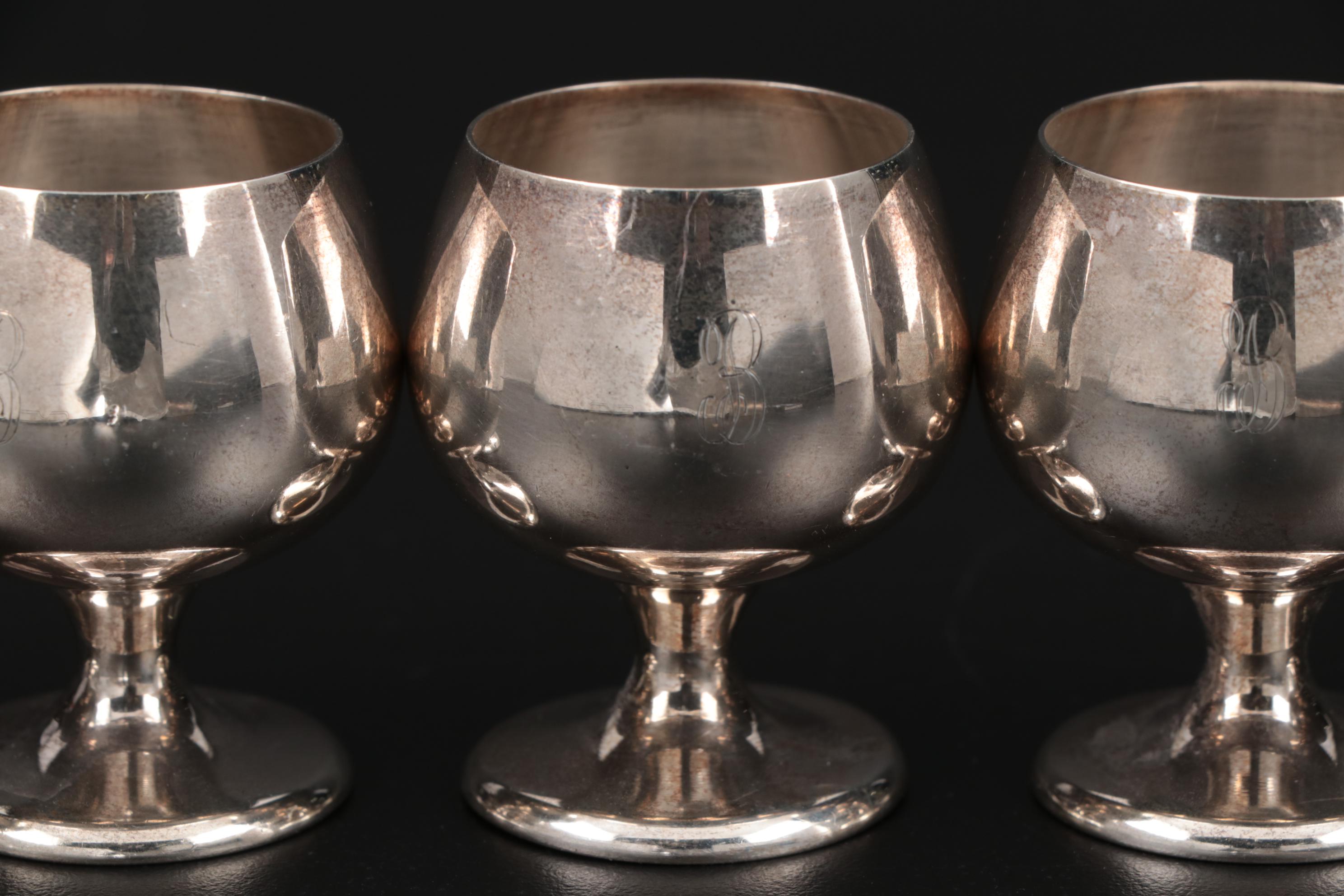 Gorham Sterling Silver Cordial Glasses, Mid to Late 20th Century