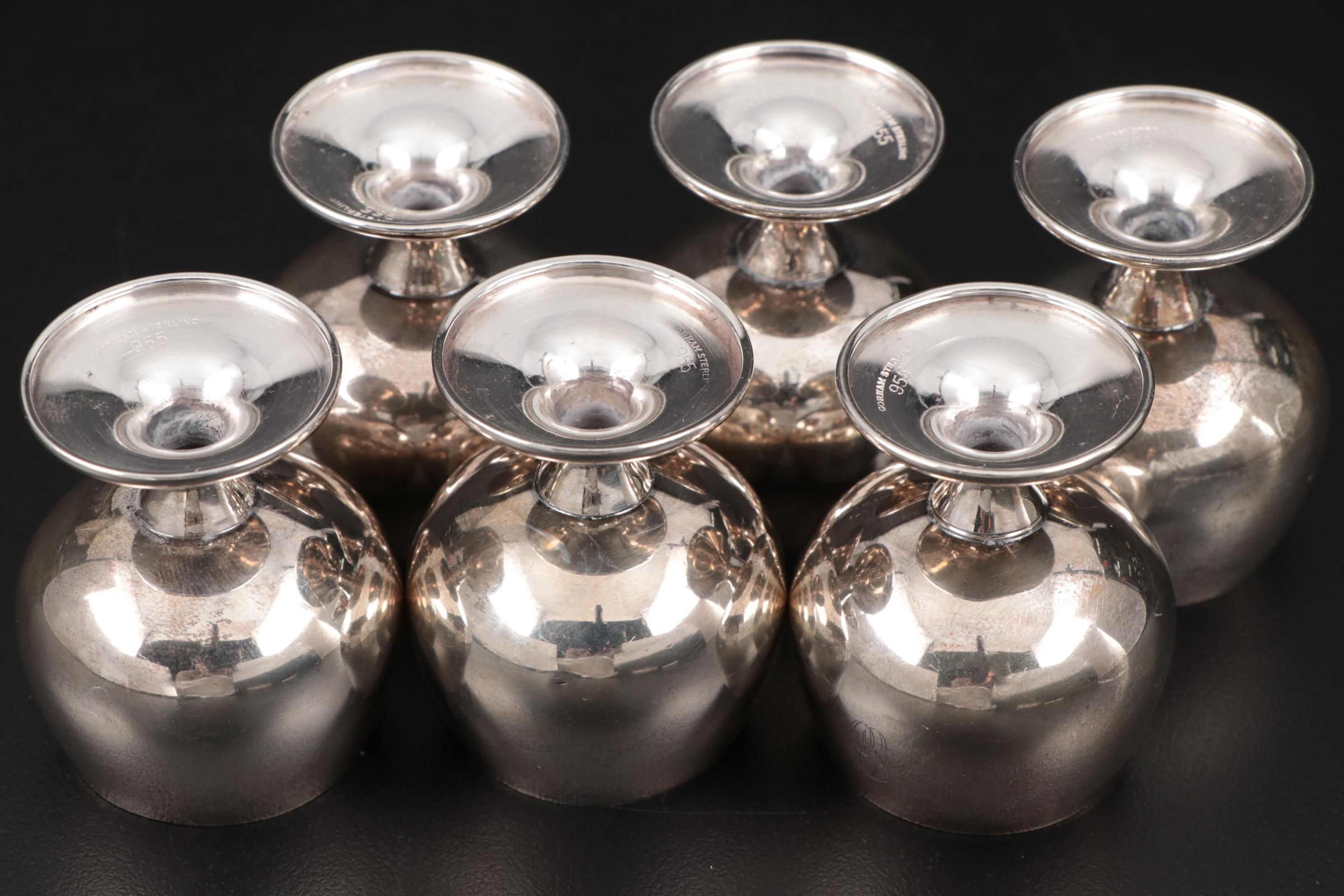Gorham Sterling Silver Cordial Glasses, Mid to Late 20th Century