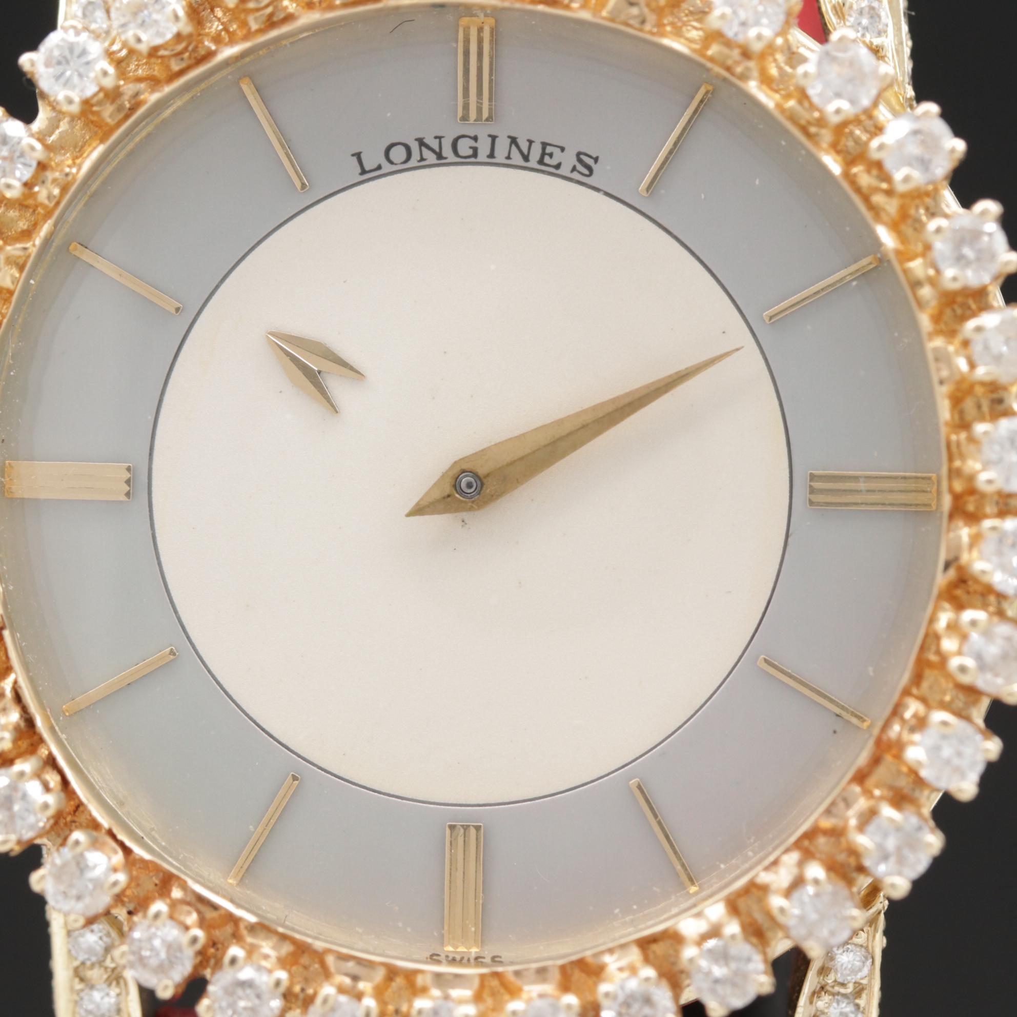 Vintage Longines 14K Gold and 2.00 CTW Diamond Mystery Hand Watch