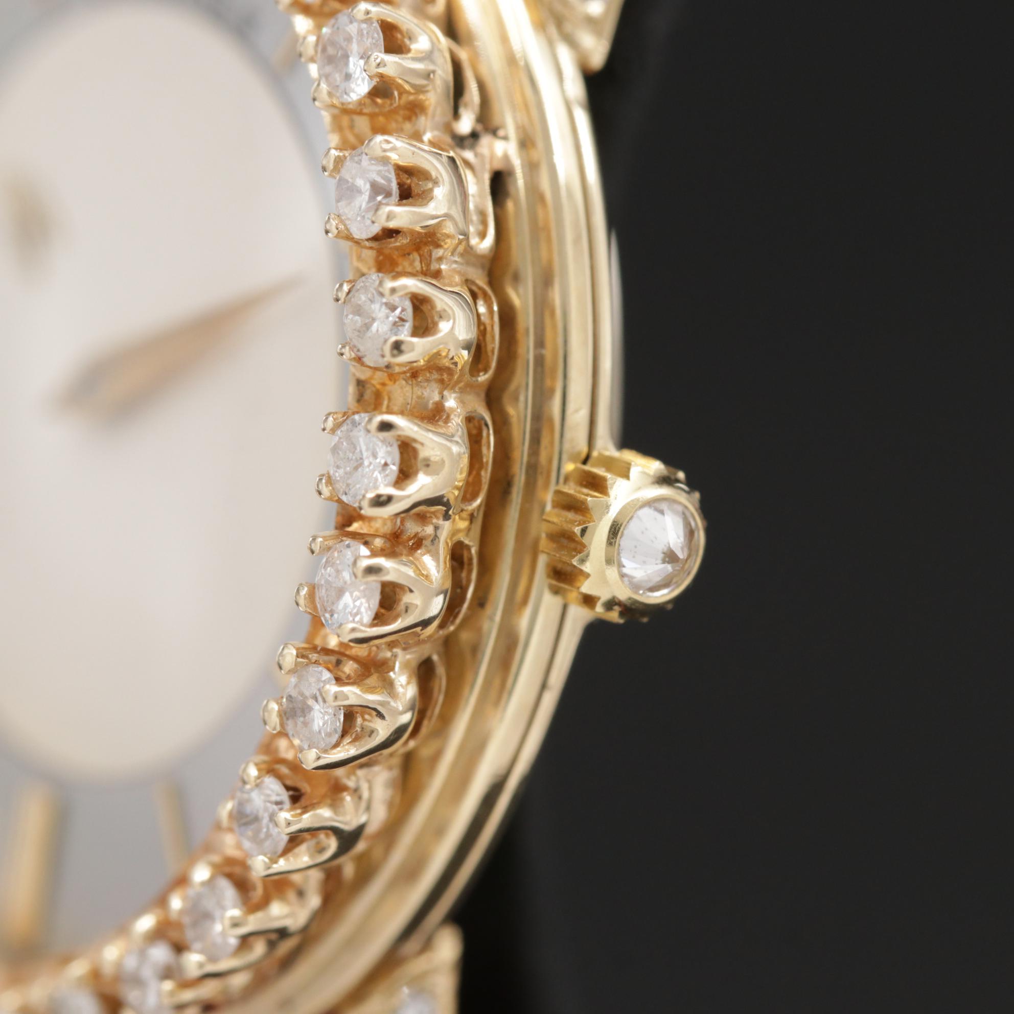 Vintage Longines 14K Gold and 2.00 CTW Diamond Mystery Hand Watch