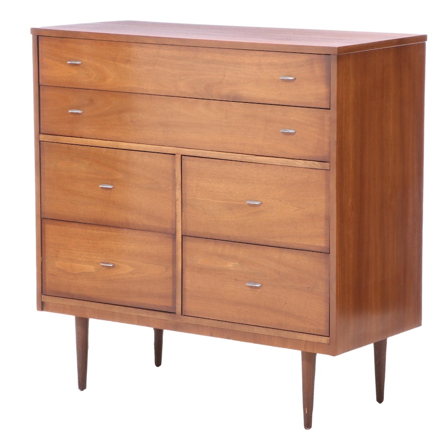 Dixie Furniture Mid Century Modern Walnut Chest of Drawers