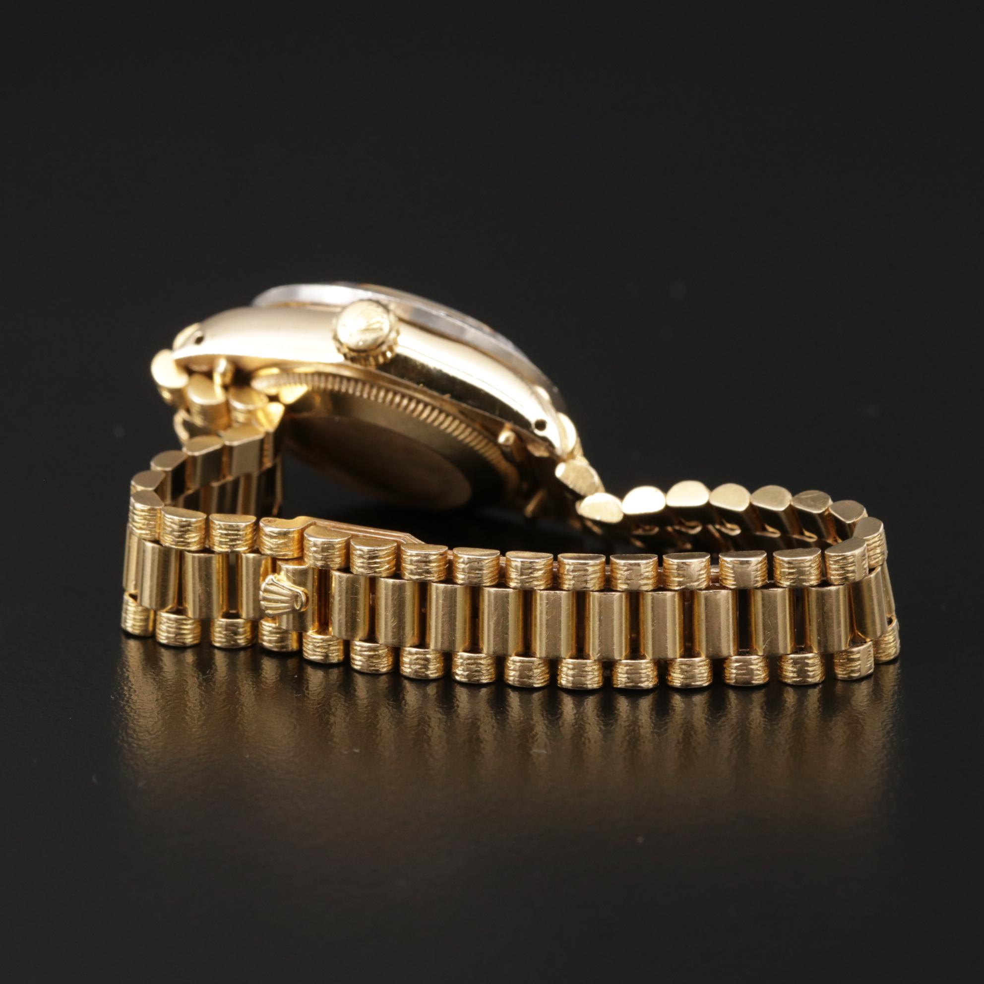 1982 Rolex Datejust 18K Bark Finished Gold and Diamond Automatic Watch