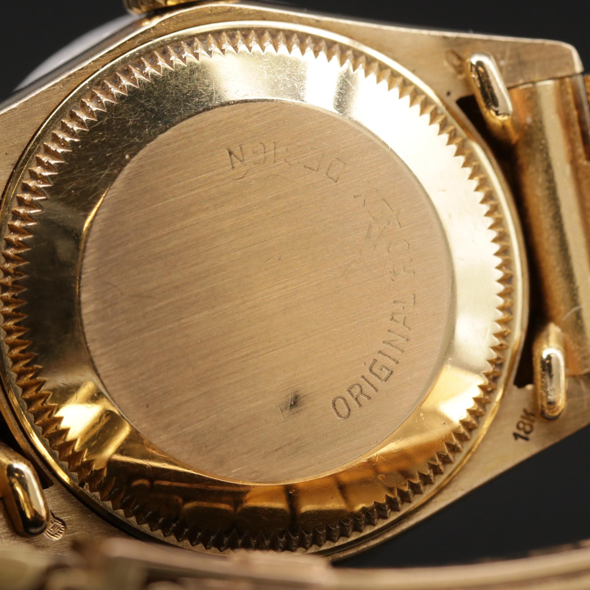 1982 Rolex Datejust 18K Bark Finished Gold and Diamond Automatic Watch