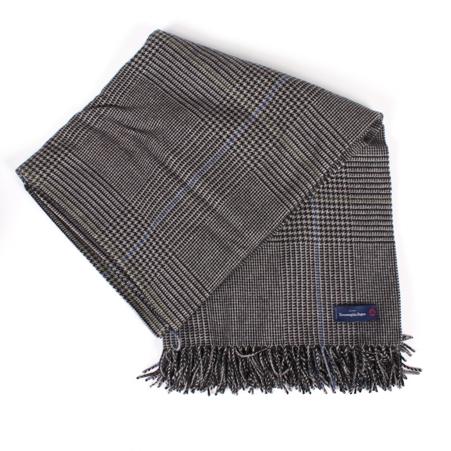 Ermenegildo Zegna Cashmere Houndstooth Blanket, Made in Italy