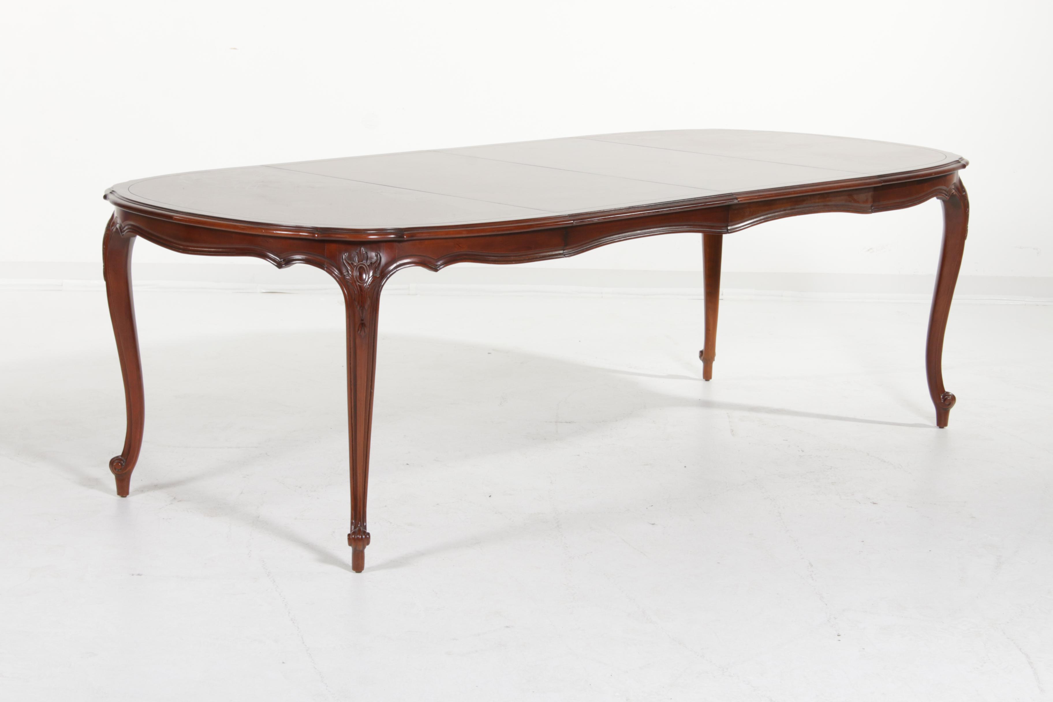 Century Furniture French Provincial Style Cherry "Chardeau" Dining Table, Chairs