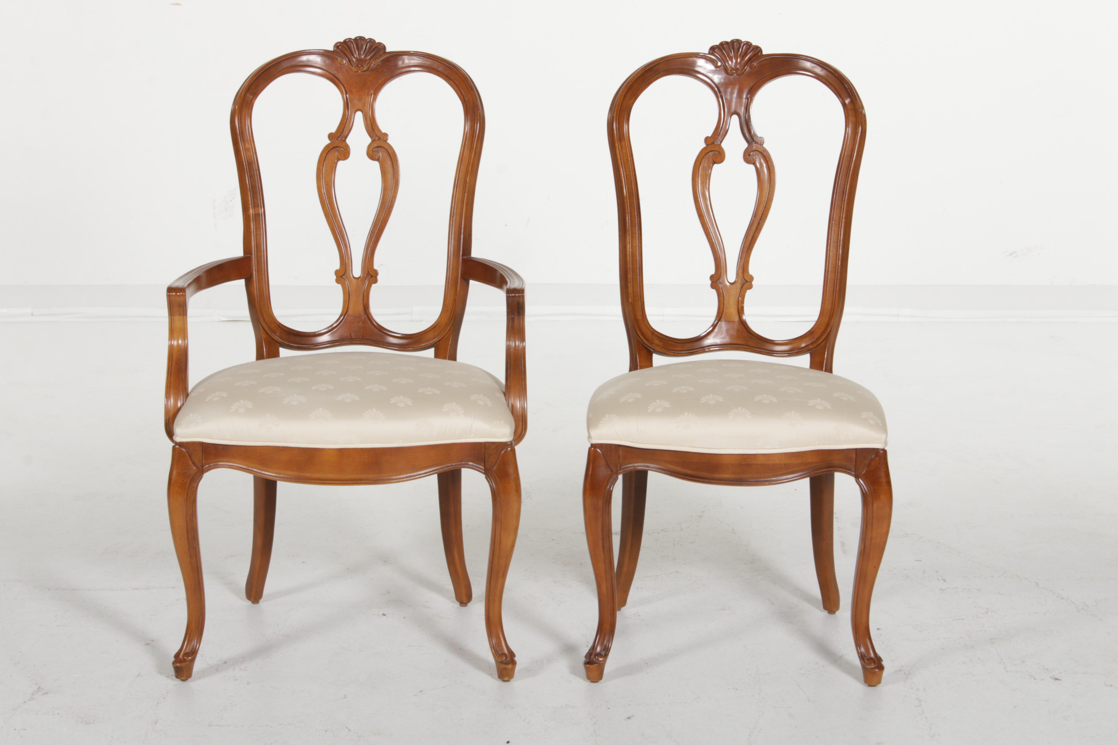 Century Furniture French Provincial Style Cherry "Chardeau" Dining Table, Chairs
