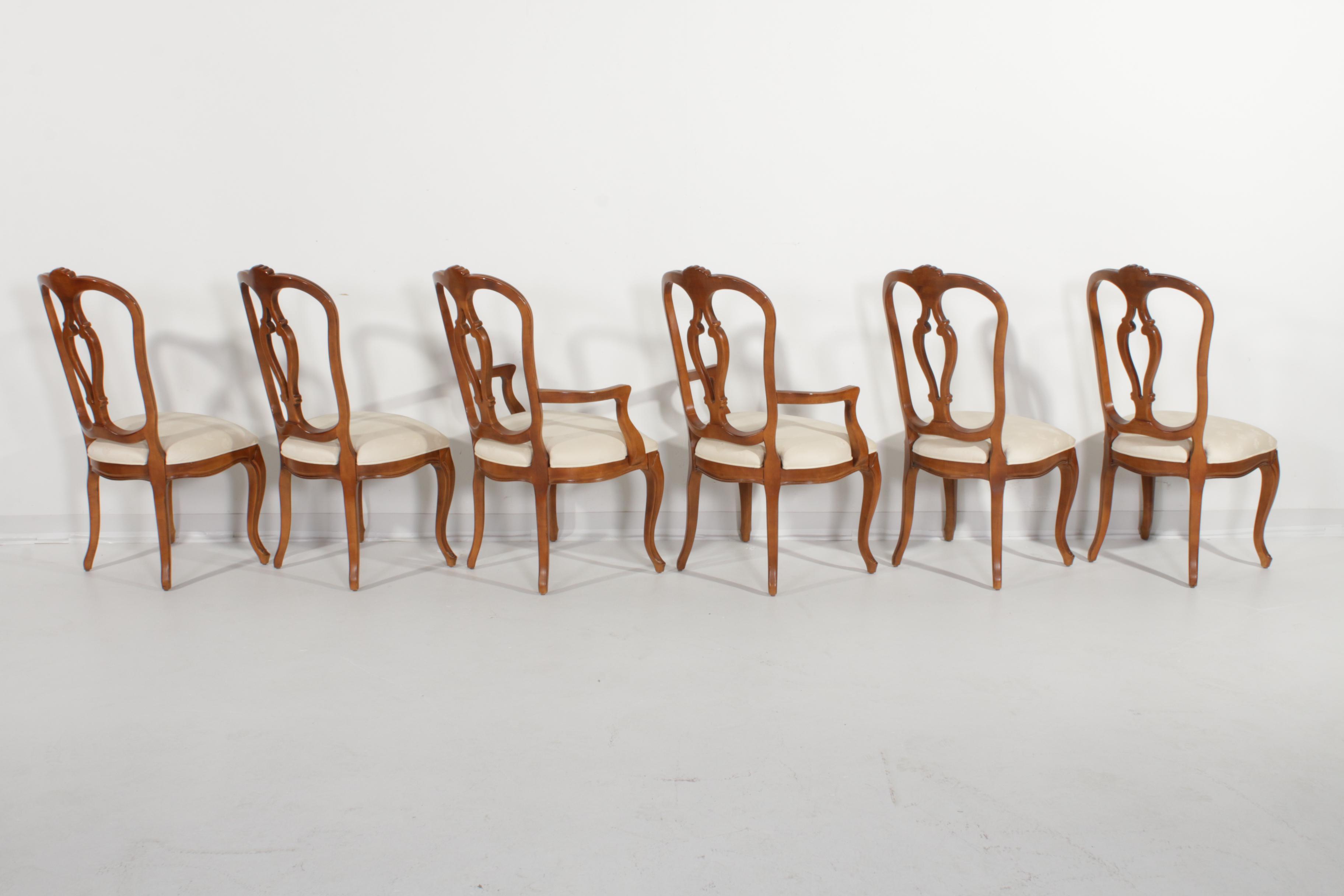 Century Furniture French Provincial Style Cherry "Chardeau" Dining Table, Chairs