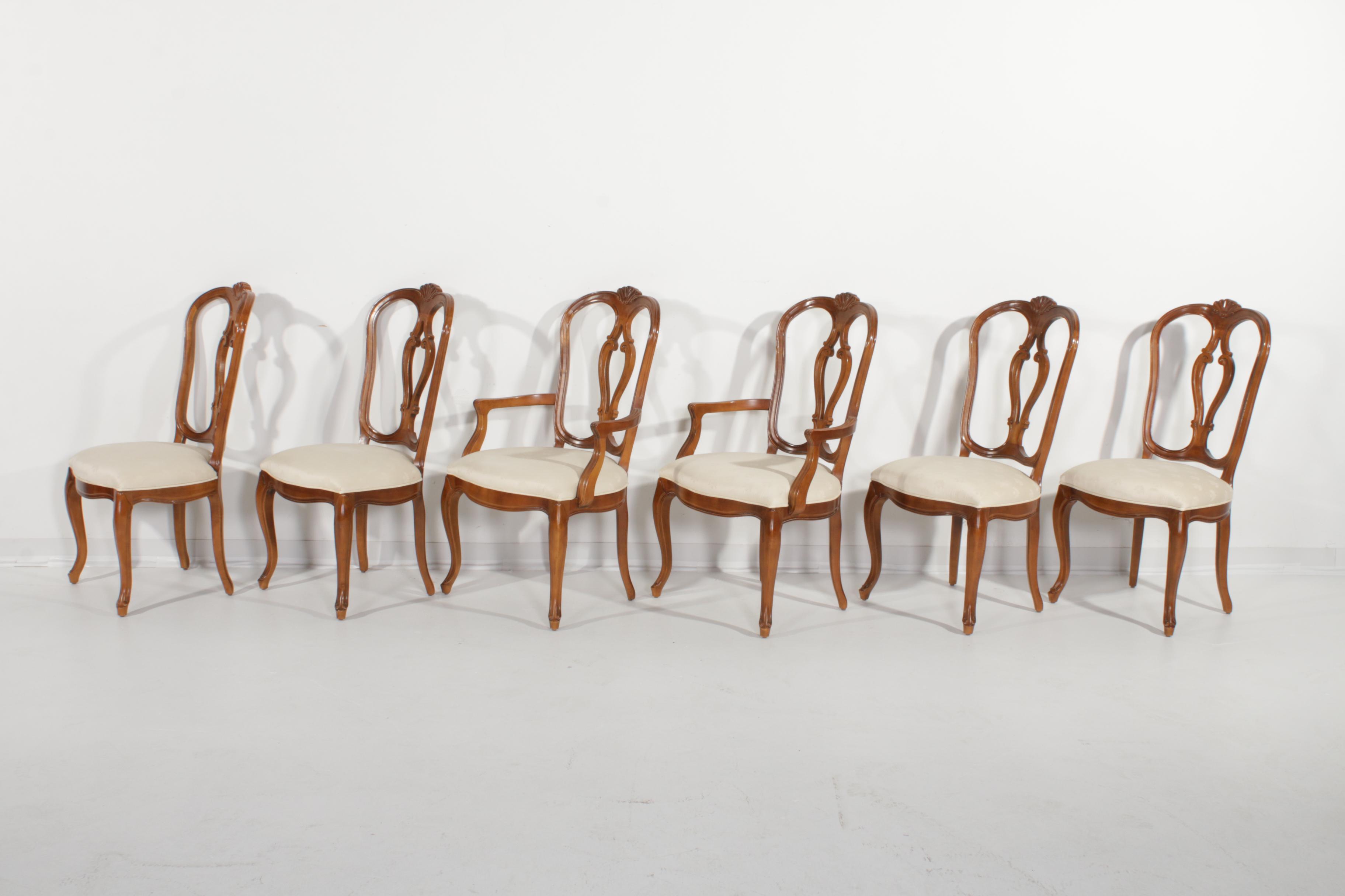 Century Furniture French Provincial Style Cherry "Chardeau" Dining Table, Chairs