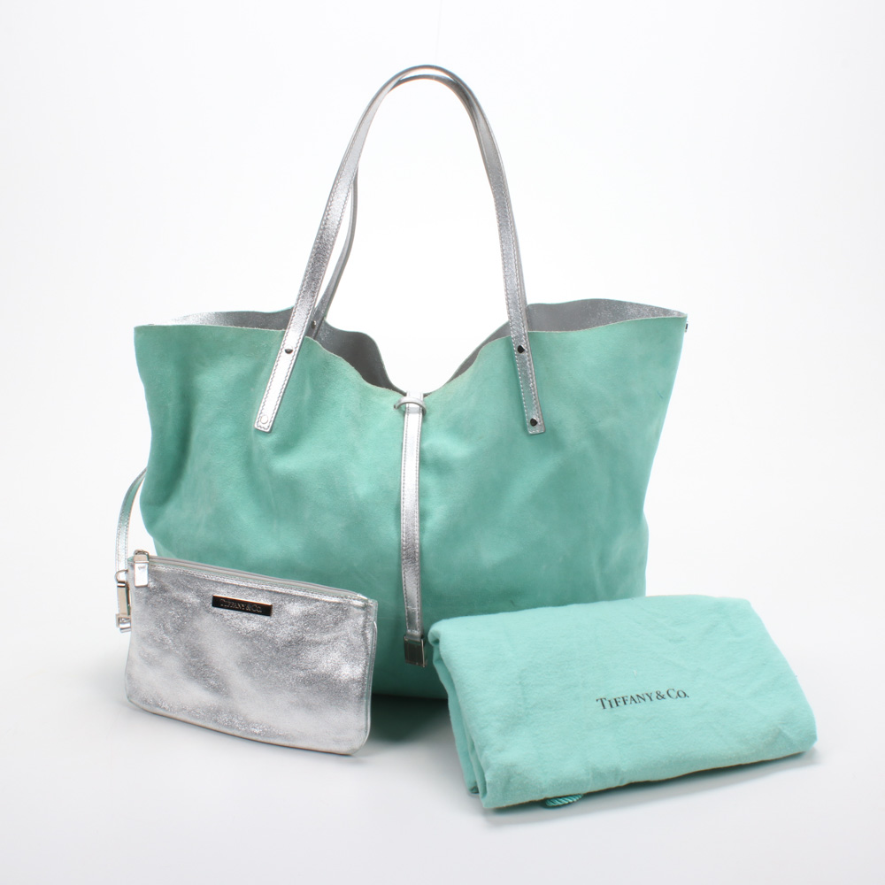 Tiffany & Co. Reversible Metallic Leather Tote Bag and Pouch