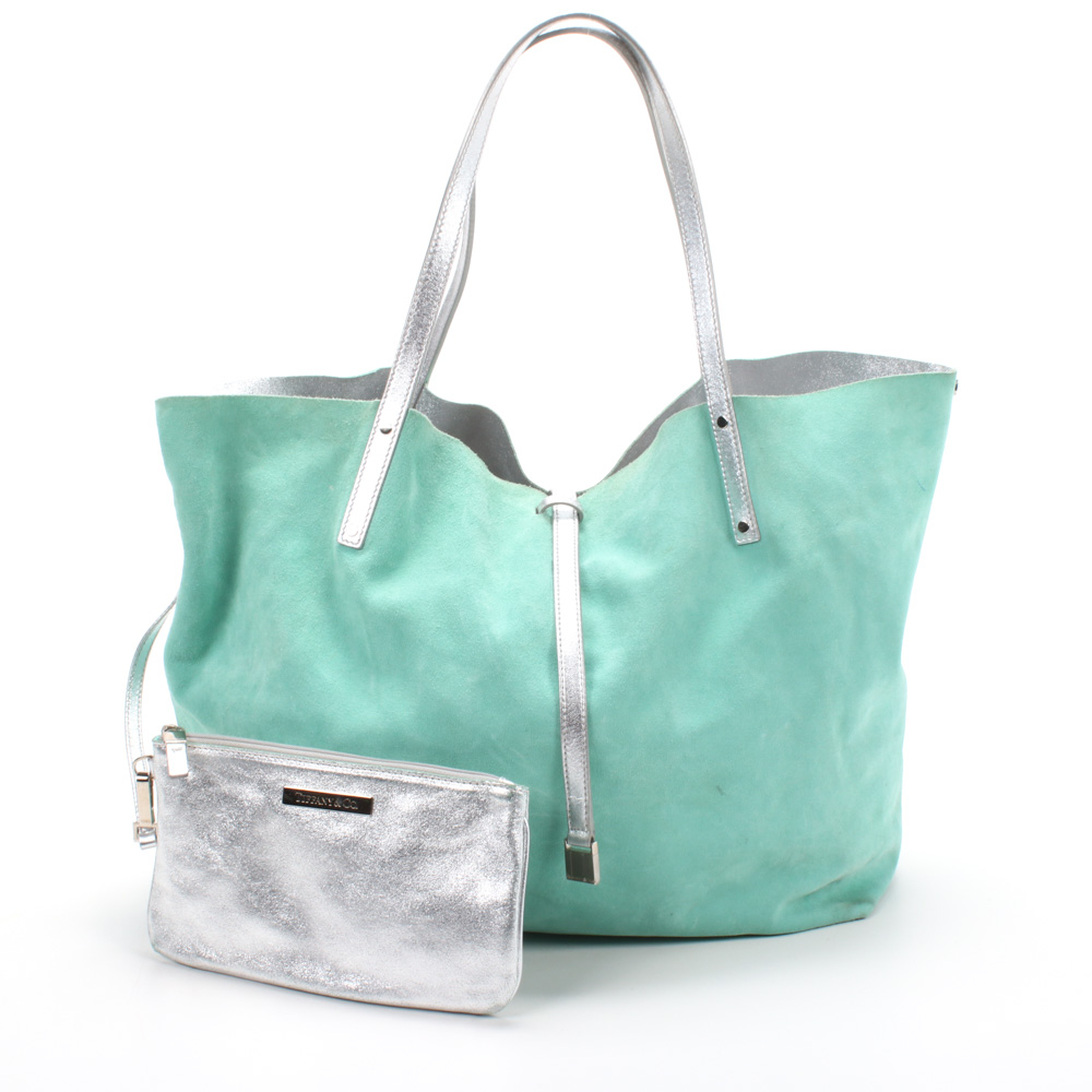 Tiffany & Co. Reversible Metallic Leather Tote Bag and Pouch