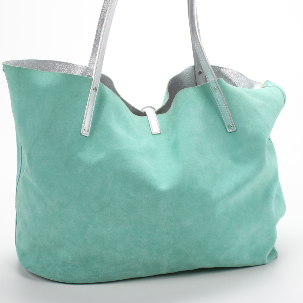 Tiffany & Co. Reversible Metallic Leather Tote Bag and Pouch