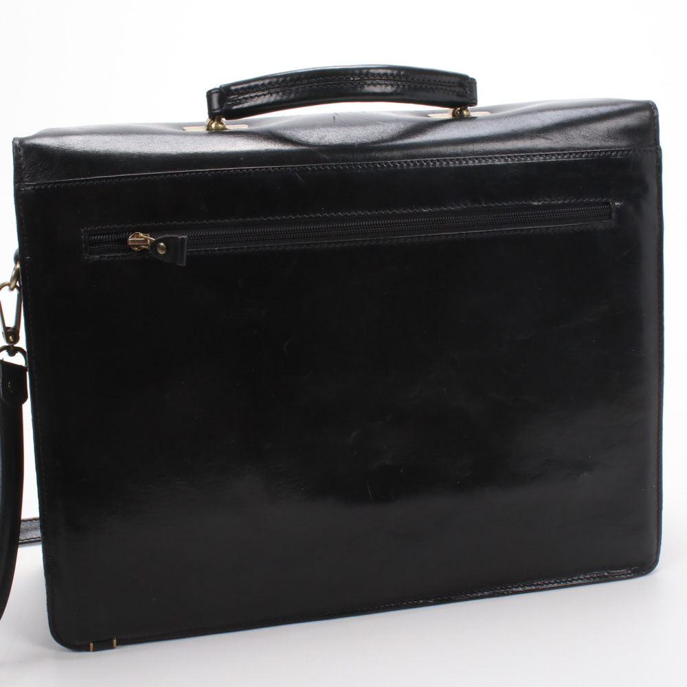 Saga Leather Combination Lock Briefcase with Detachable Strap