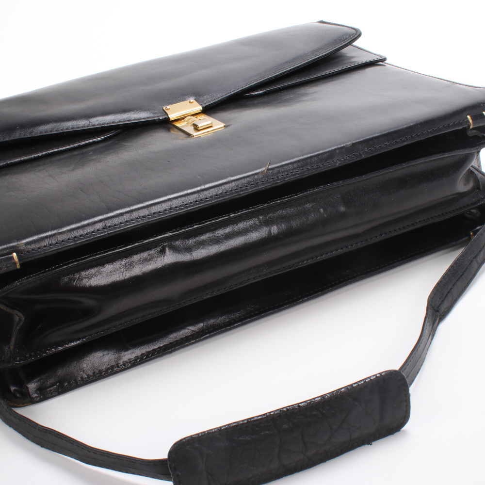 Saga Leather Combination Lock Briefcase with Detachable Strap