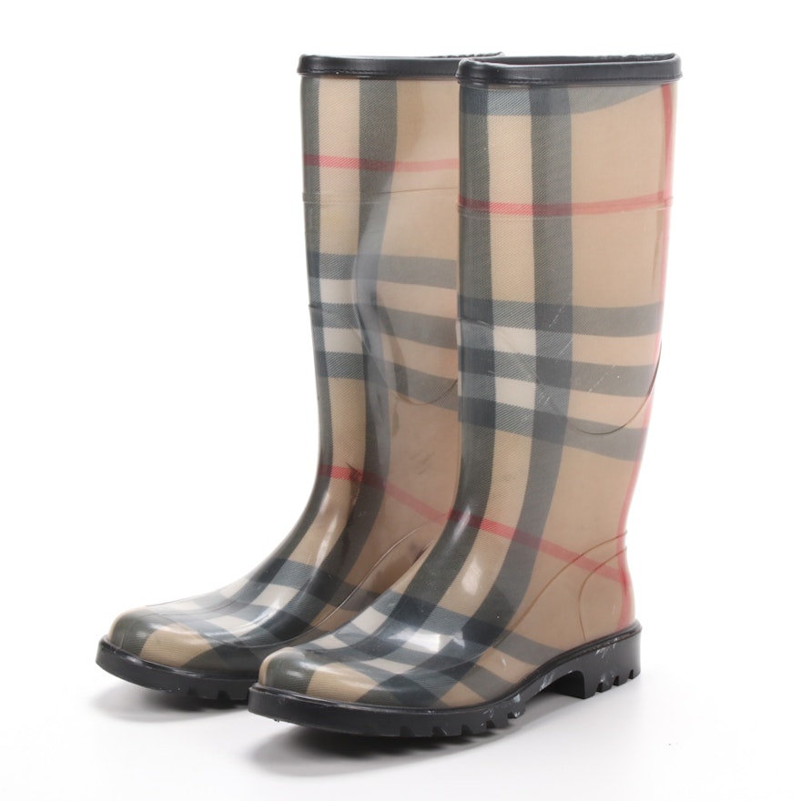 Burberry Signature Plaid Rain Boots, Made in Italy