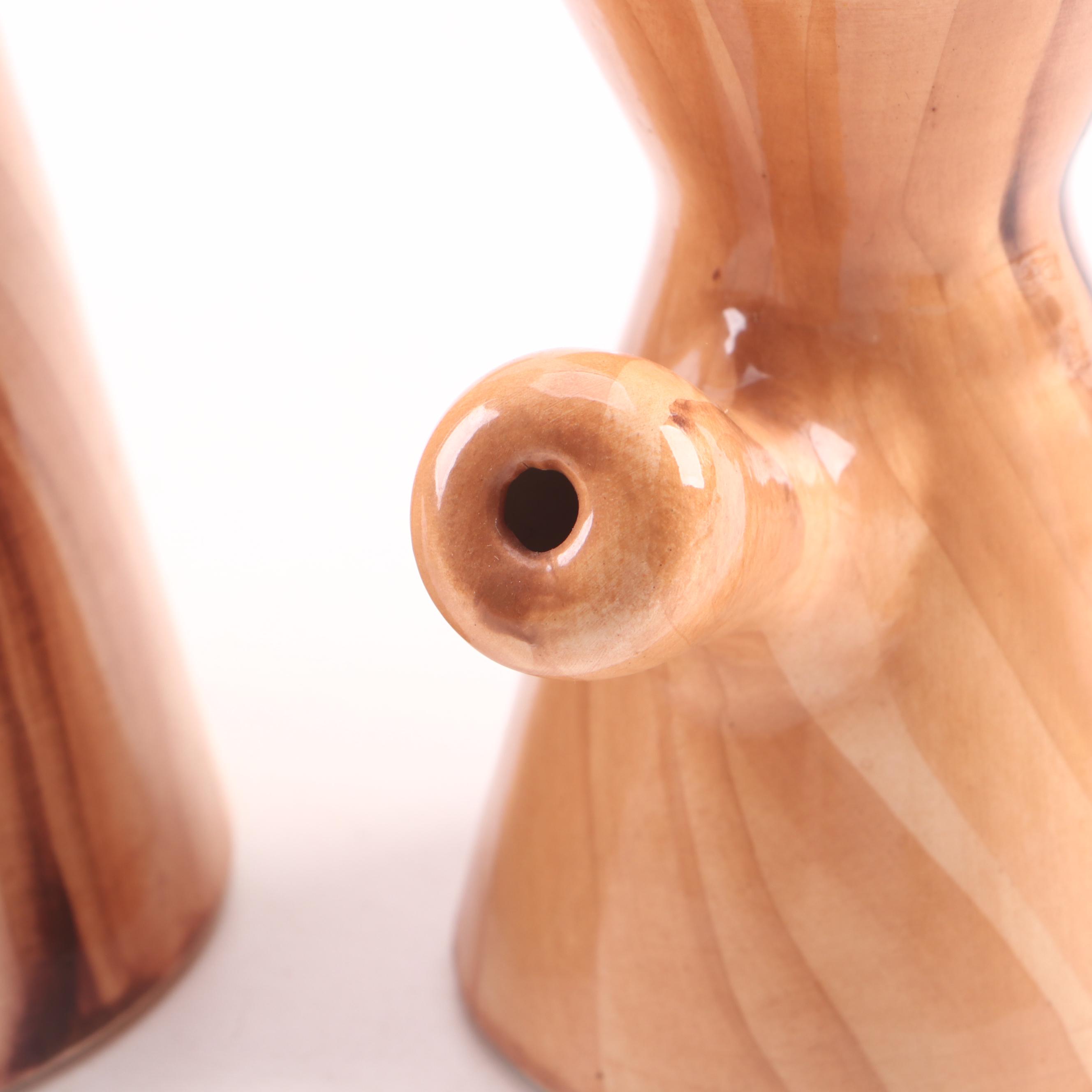 Vallauris Pottery Chocolate Set with Blue Interior, Mid-20th Century