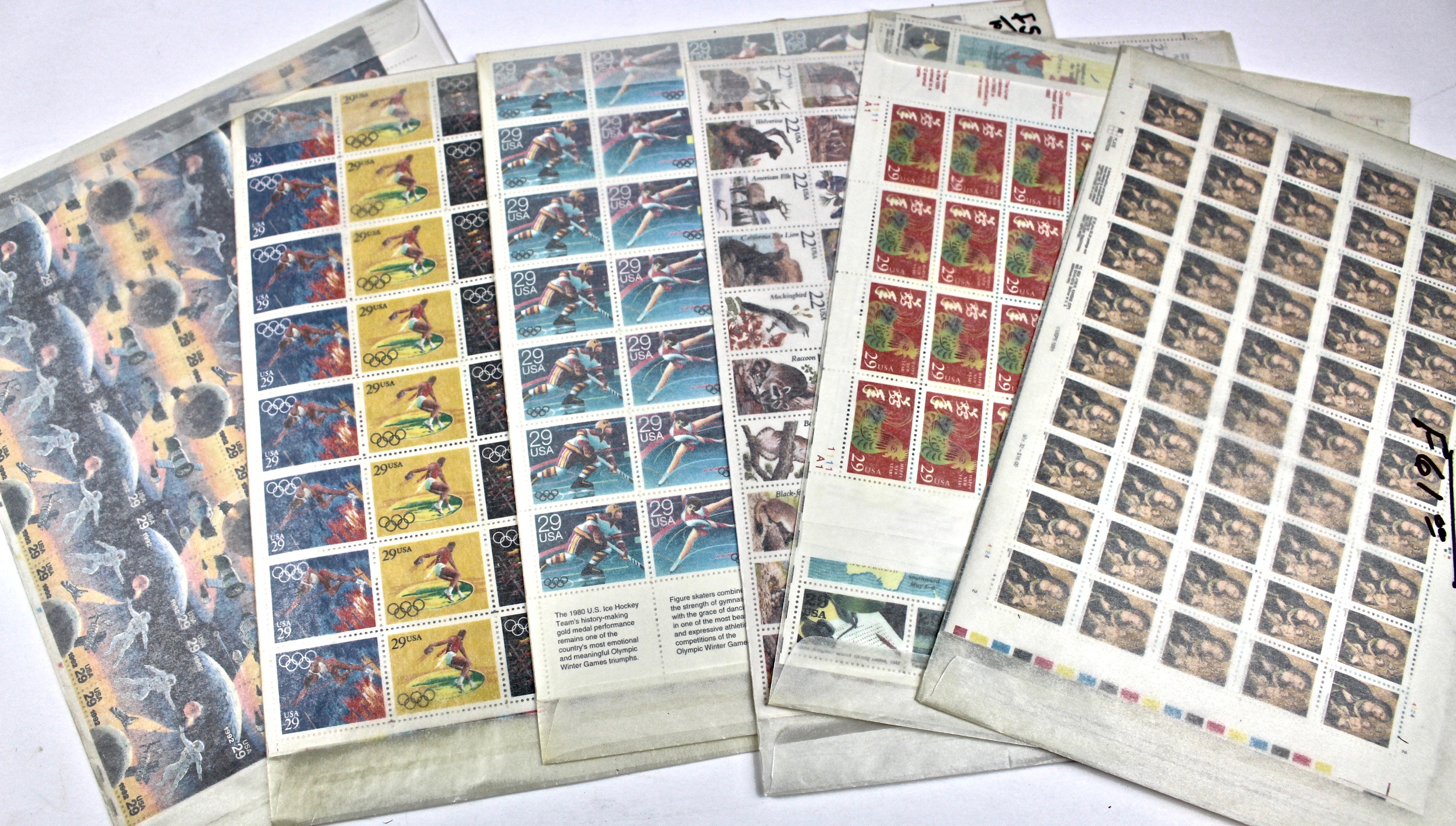 USPS Mint Condition Postage Stamp Sheet Collection, 1990s