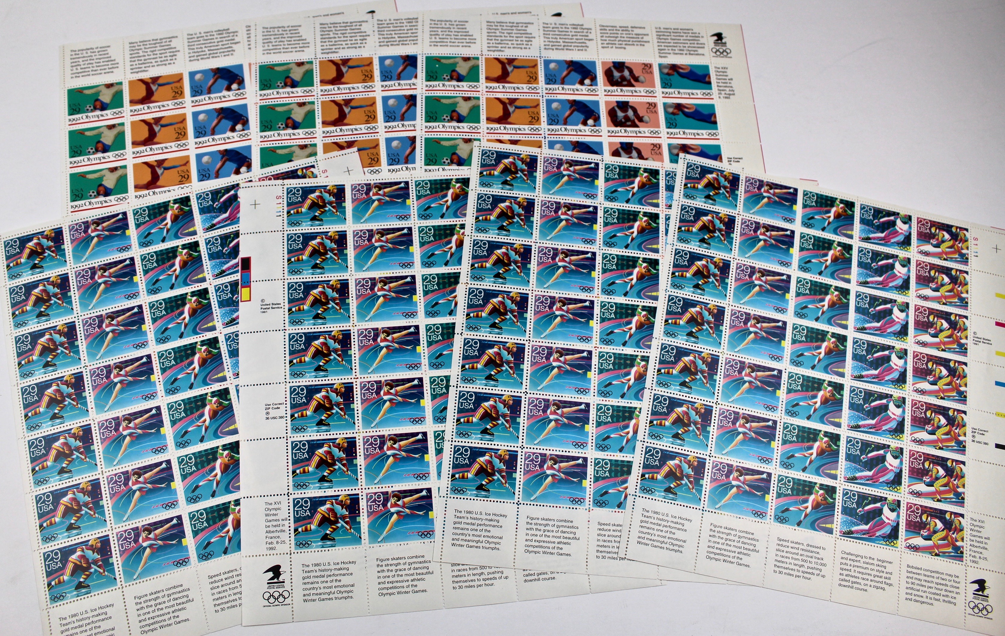USPS Mint Condition Postage Stamp Sheet Collection, 1990s