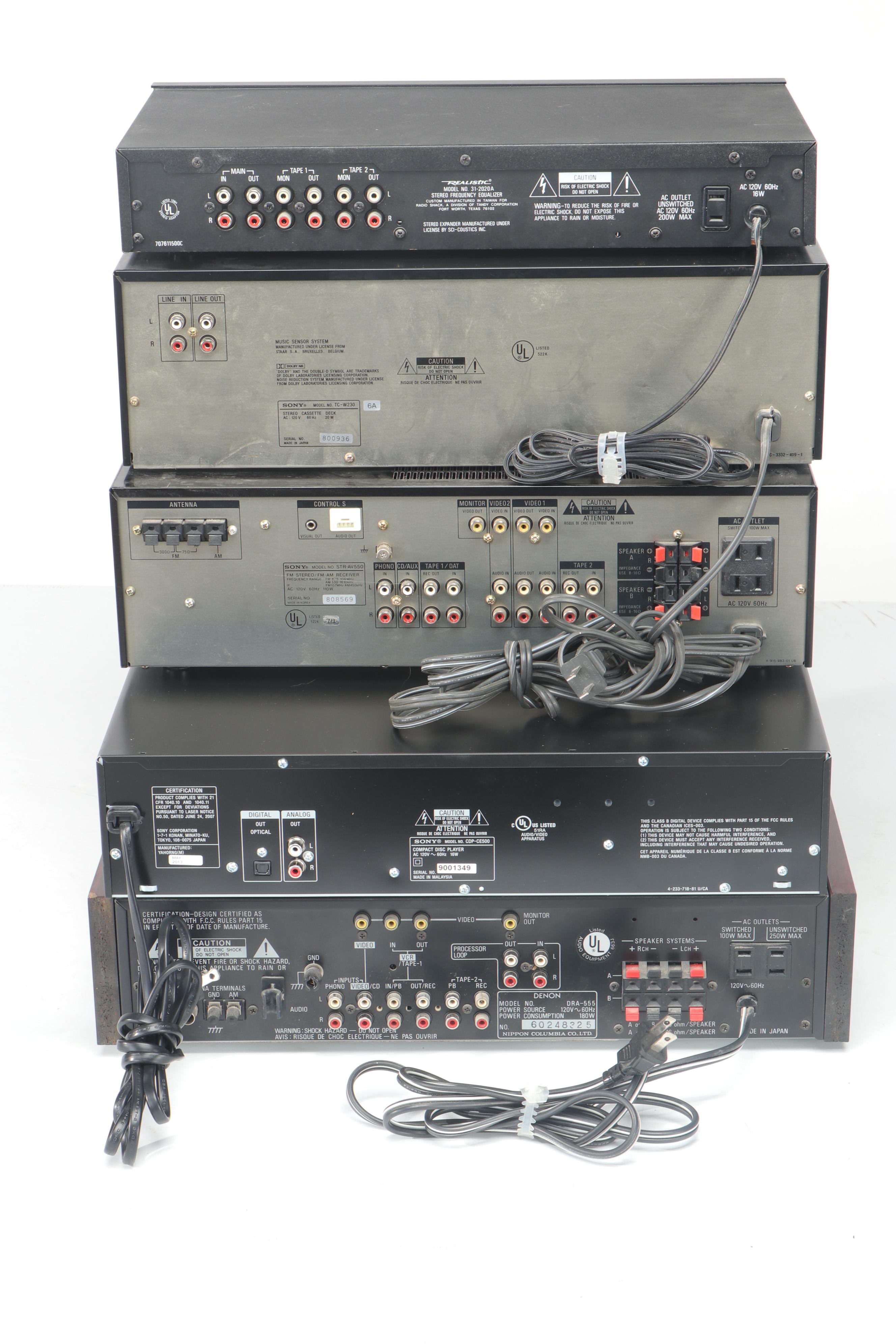 Sony FM Stereo/FM-AM Receiver Model "STR-AV550" with Realistic Equalizer