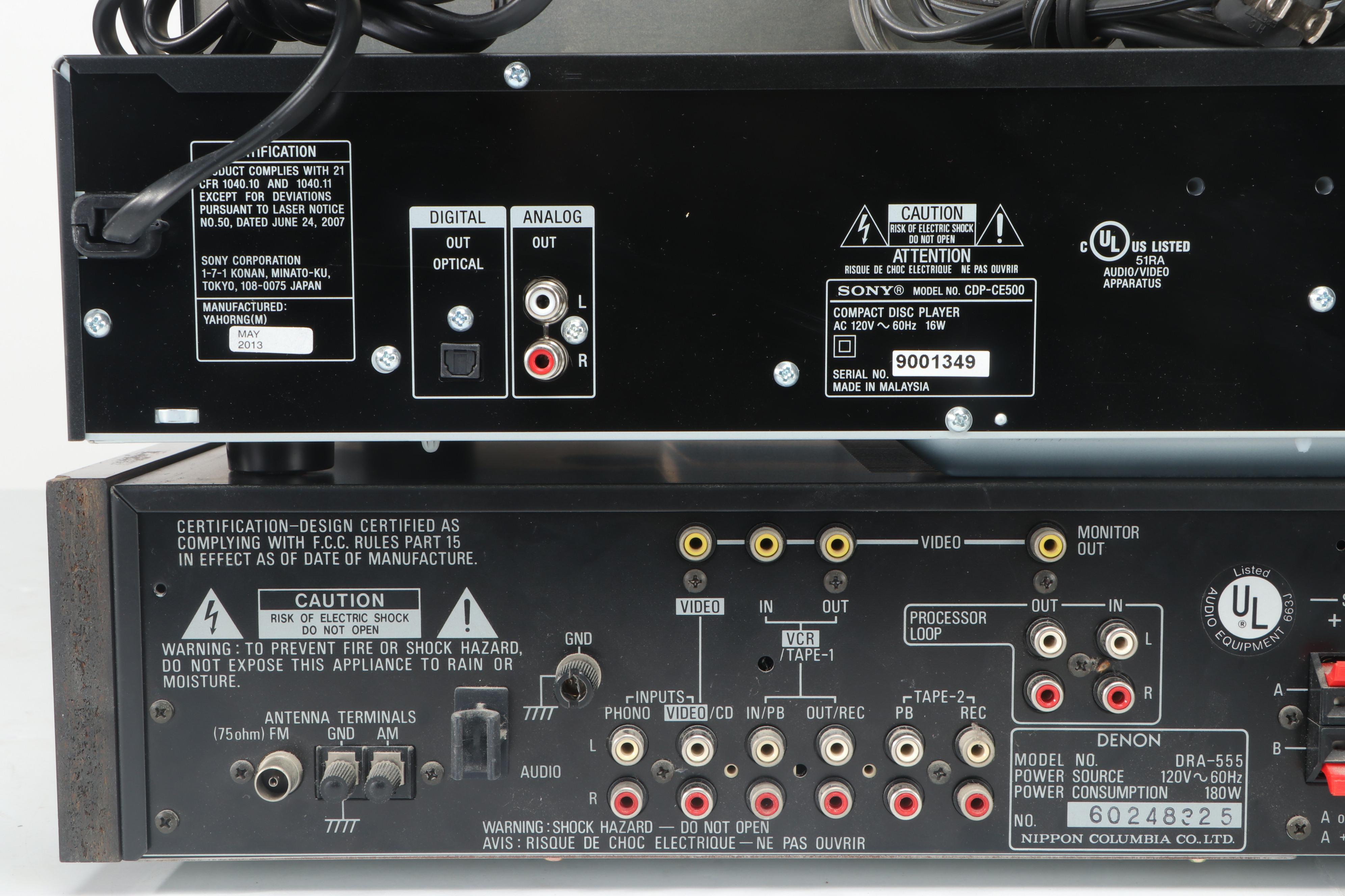 Sony FM Stereo/FM-AM Receiver Model "STR-AV550" with Realistic Equalizer