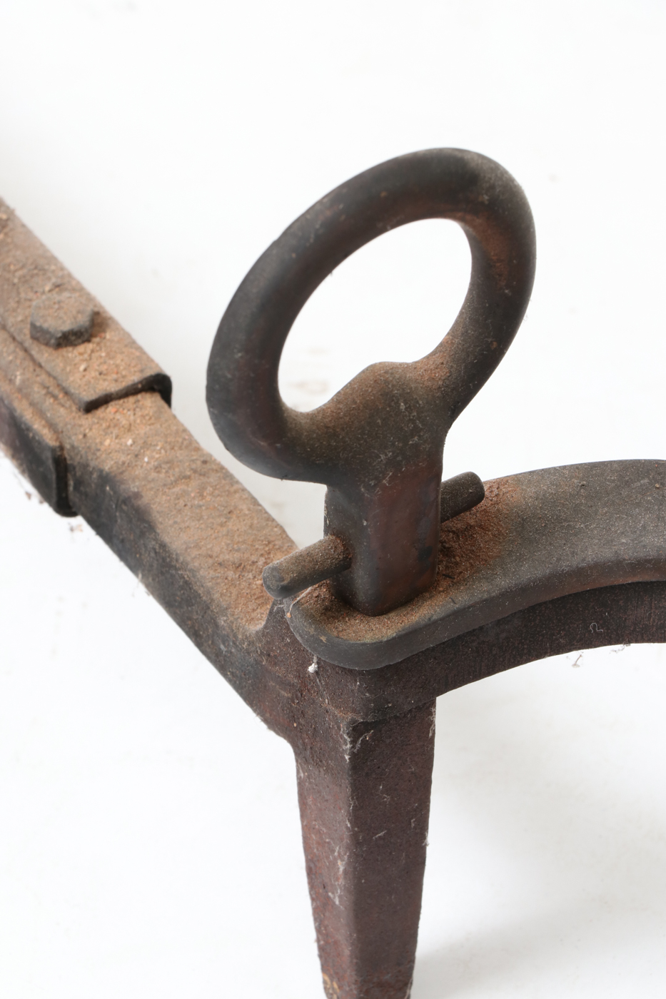 Pair of Rostand Brass and Wrought Iron Anchor Andirons, 20th Century