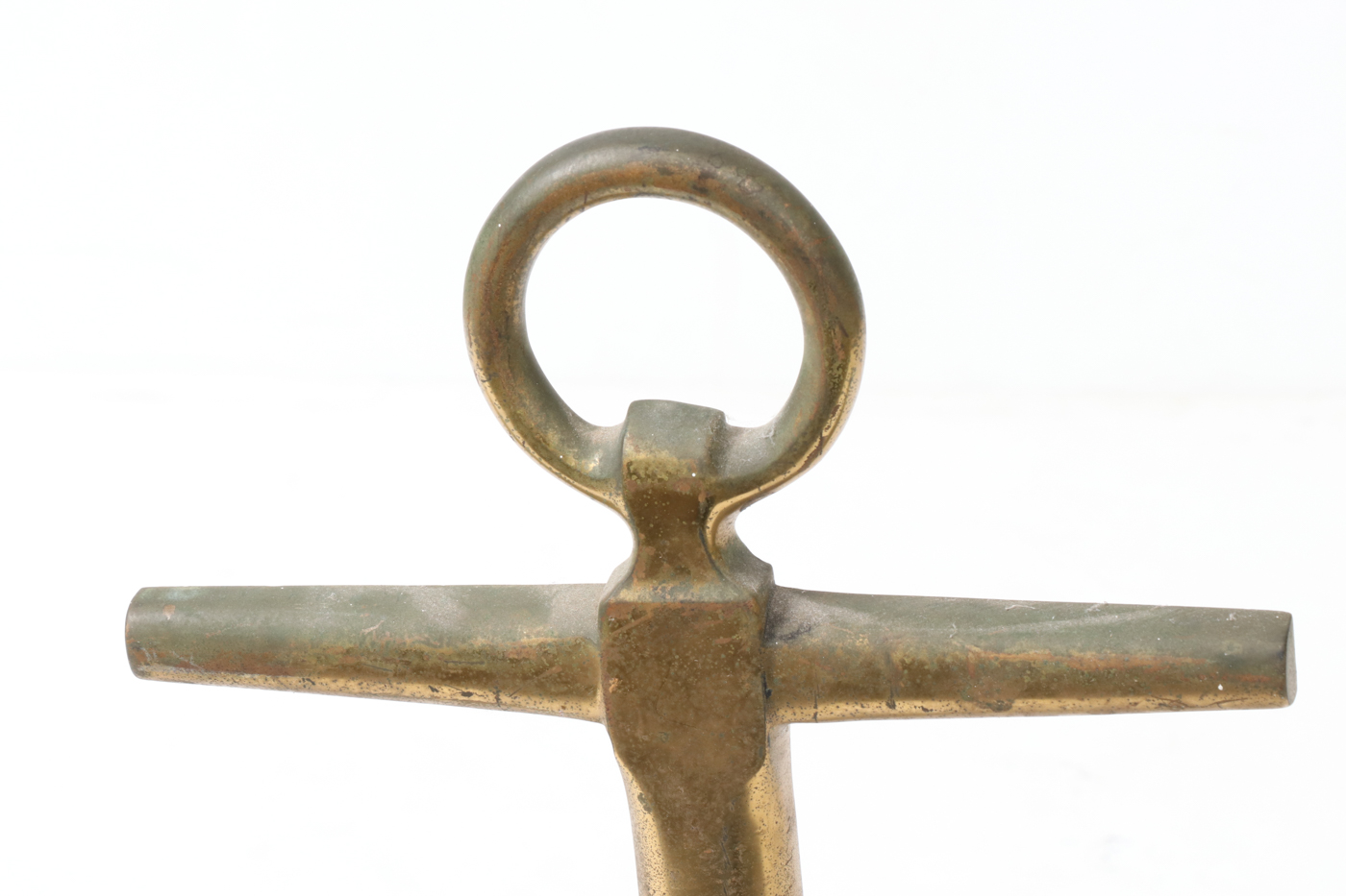 Pair of Rostand Brass and Wrought Iron Anchor Andirons, 20th Century