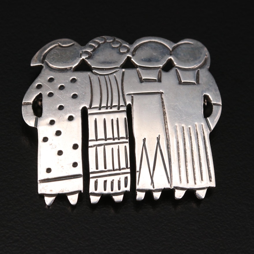 Sterling Silver Feminine Figural Brooch