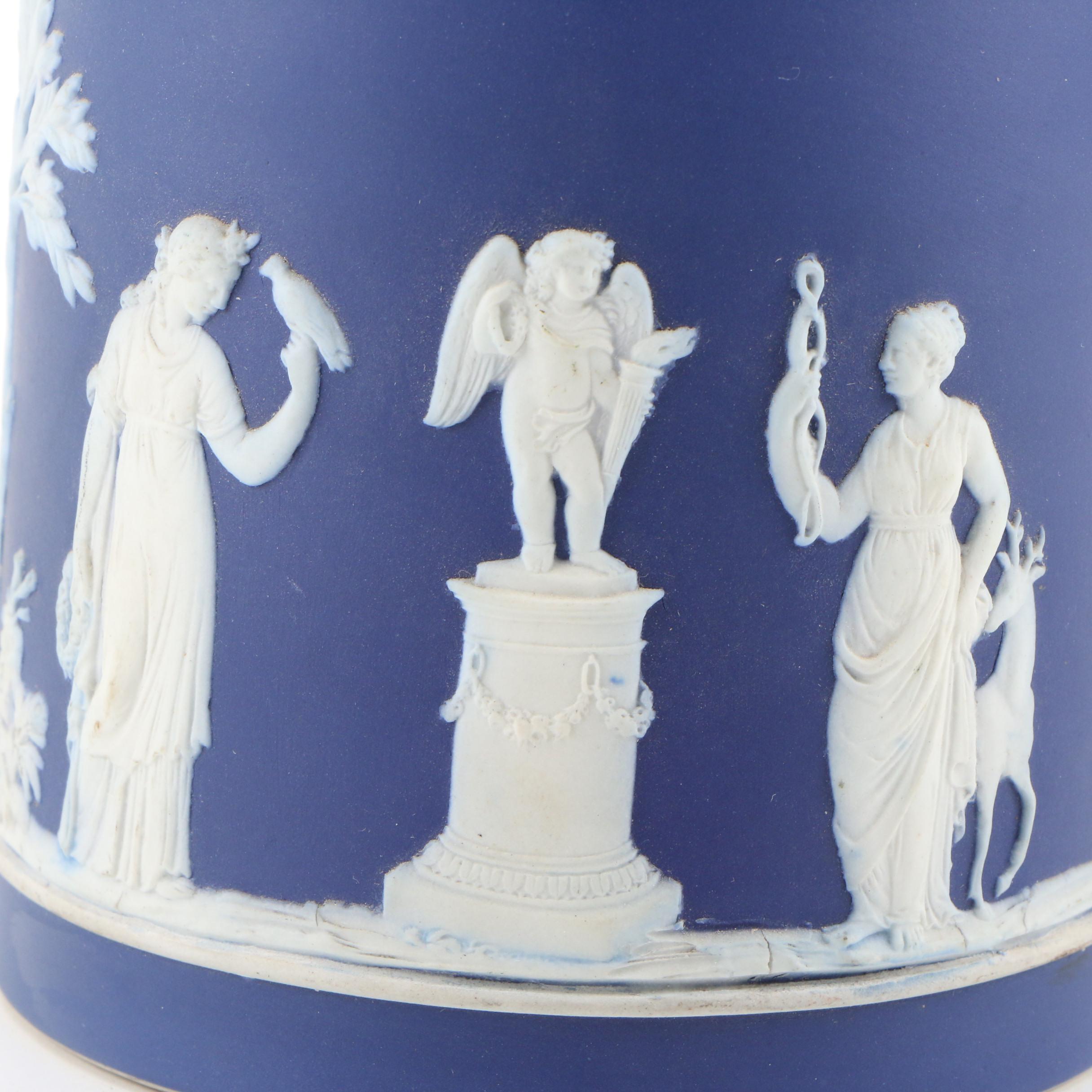 Wedgwood Jasperware Neoclassical Style Dark Blue Pitcher, 1950s