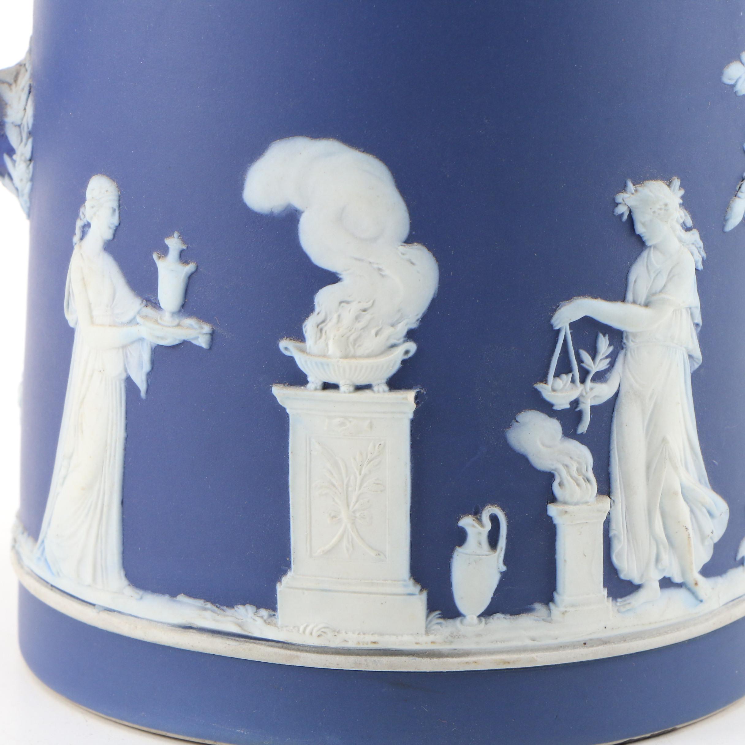 Wedgwood Jasperware Neoclassical Style Dark Blue Pitcher, 1950s