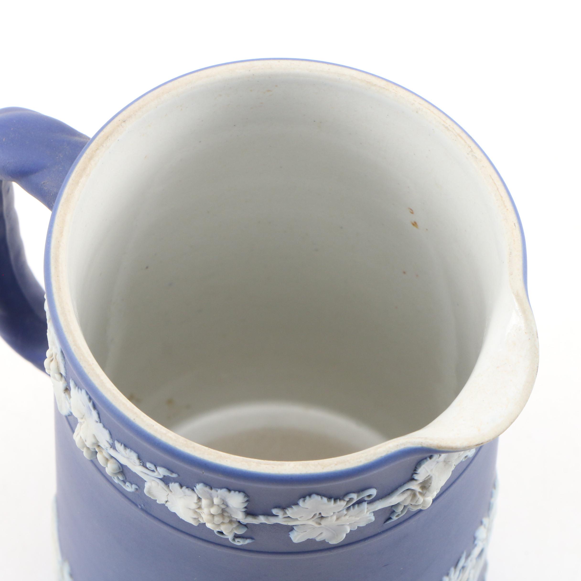 Wedgwood Jasperware Neoclassical Style Dark Blue Pitcher, 1950s