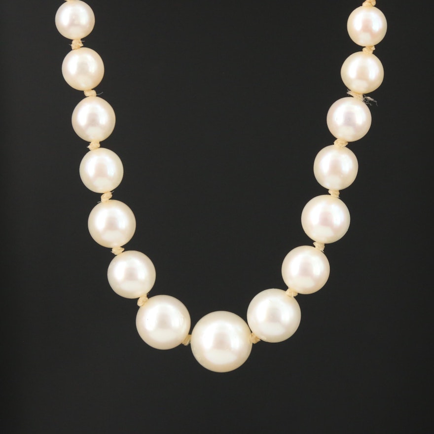 14K Gold Graduated Pearl Necklace