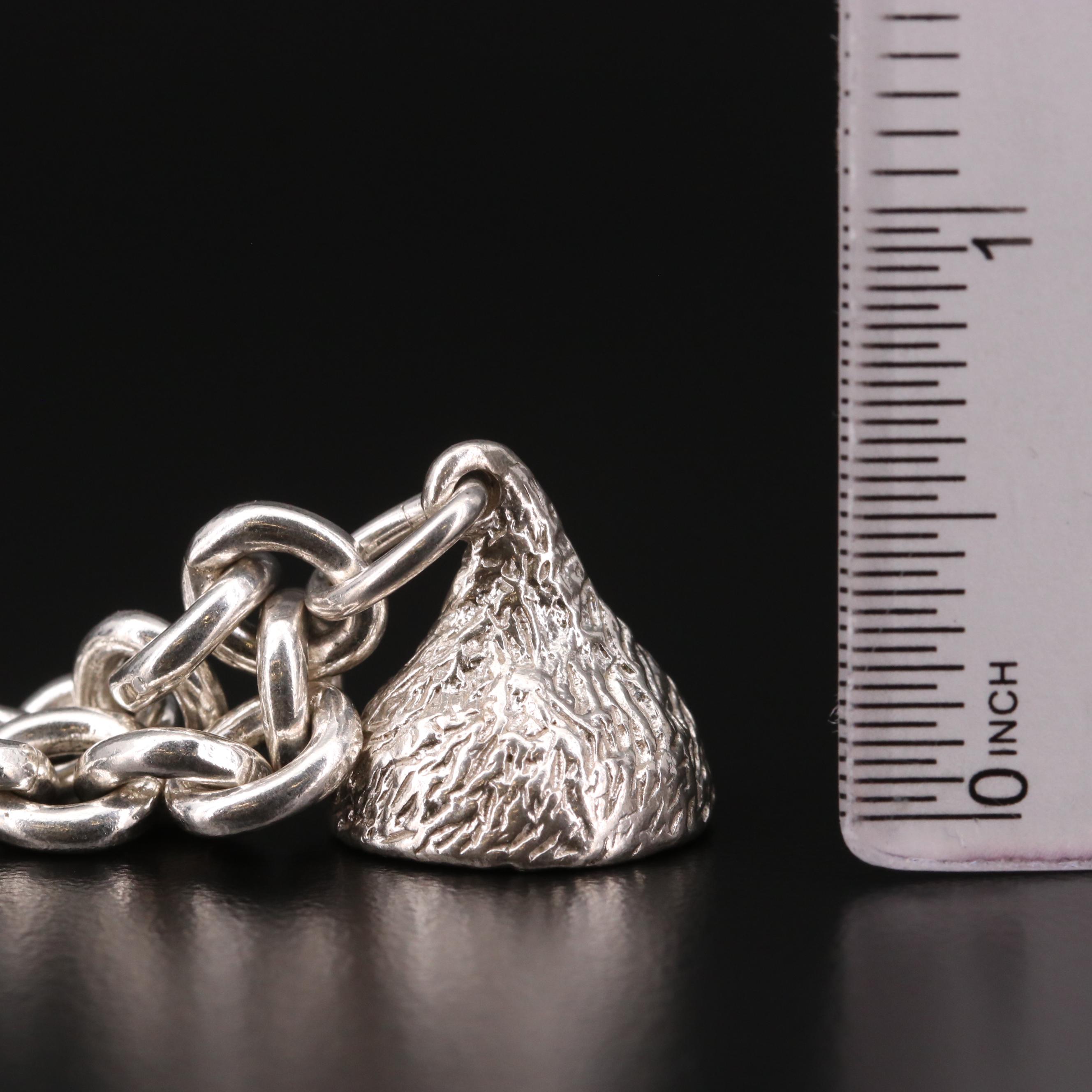 Sterling Silver "Chocolate Kiss" Charm on Cable Chain Bracelet
