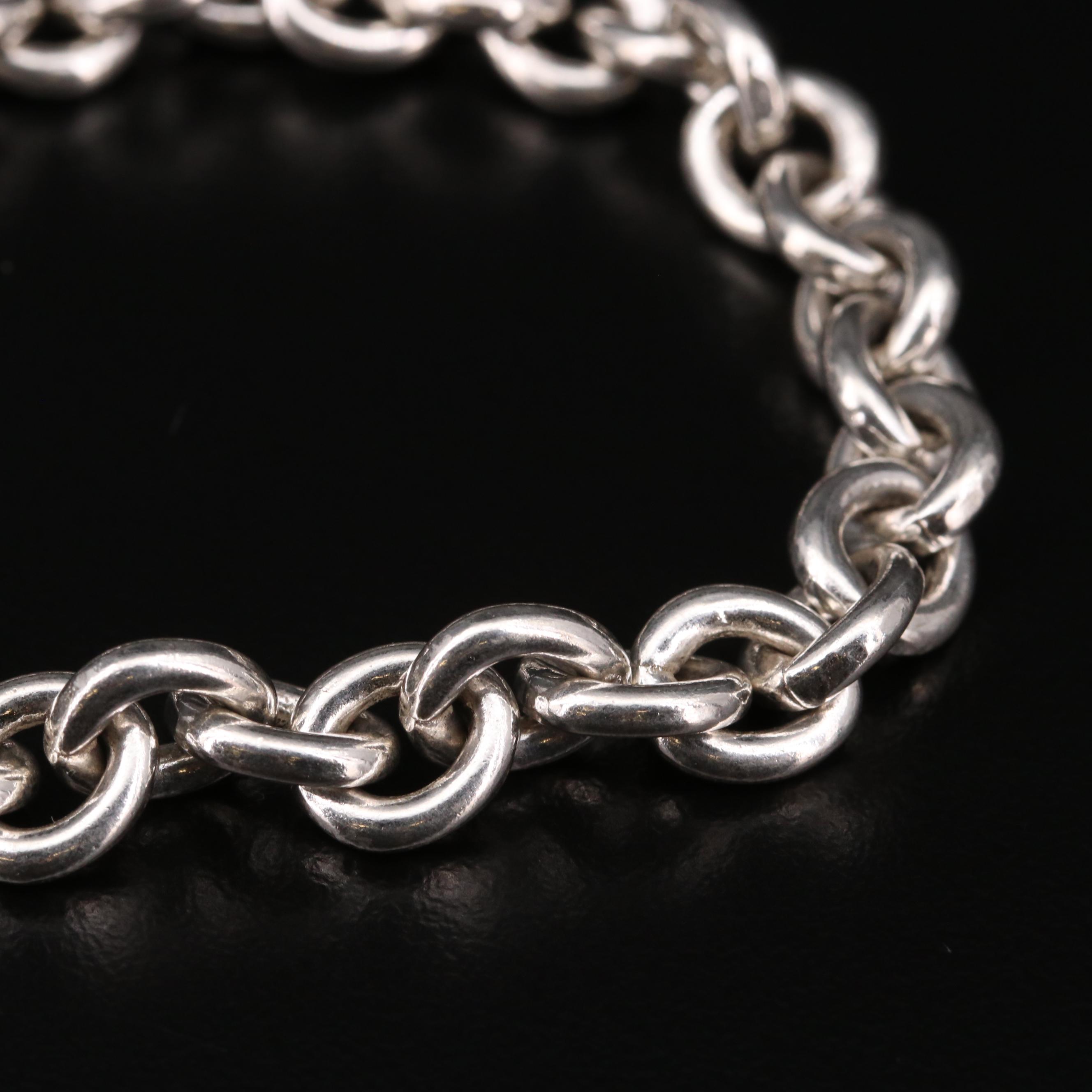 Sterling Silver "Chocolate Kiss" Charm on Cable Chain Bracelet