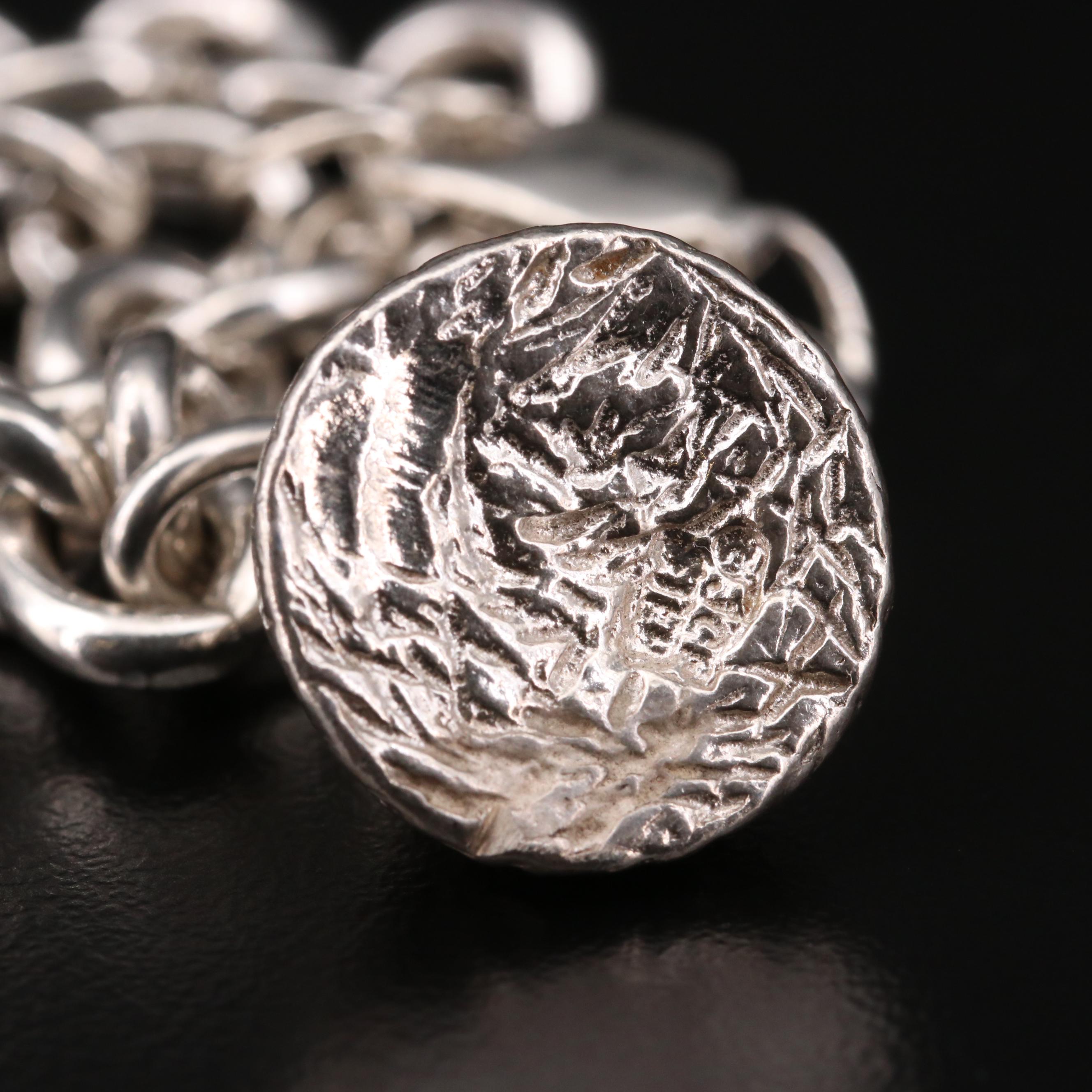 Sterling Silver "Chocolate Kiss" Charm on Cable Chain Bracelet