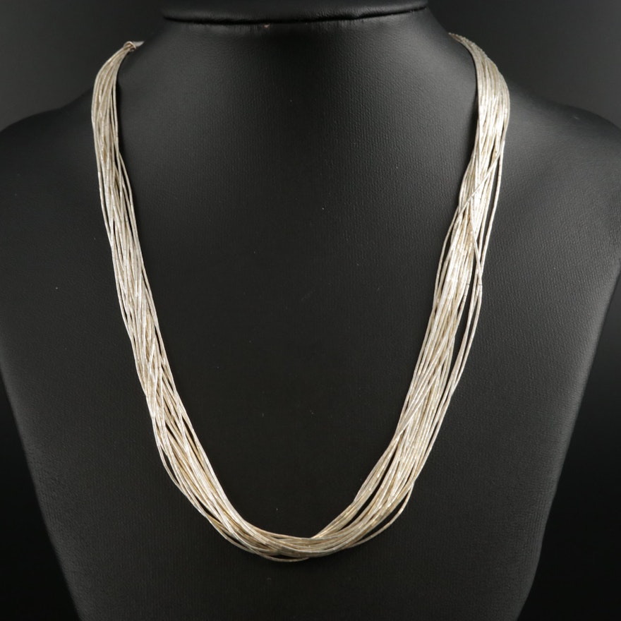 Sterling Silver Liquid Silver Multi-Strand Necklace