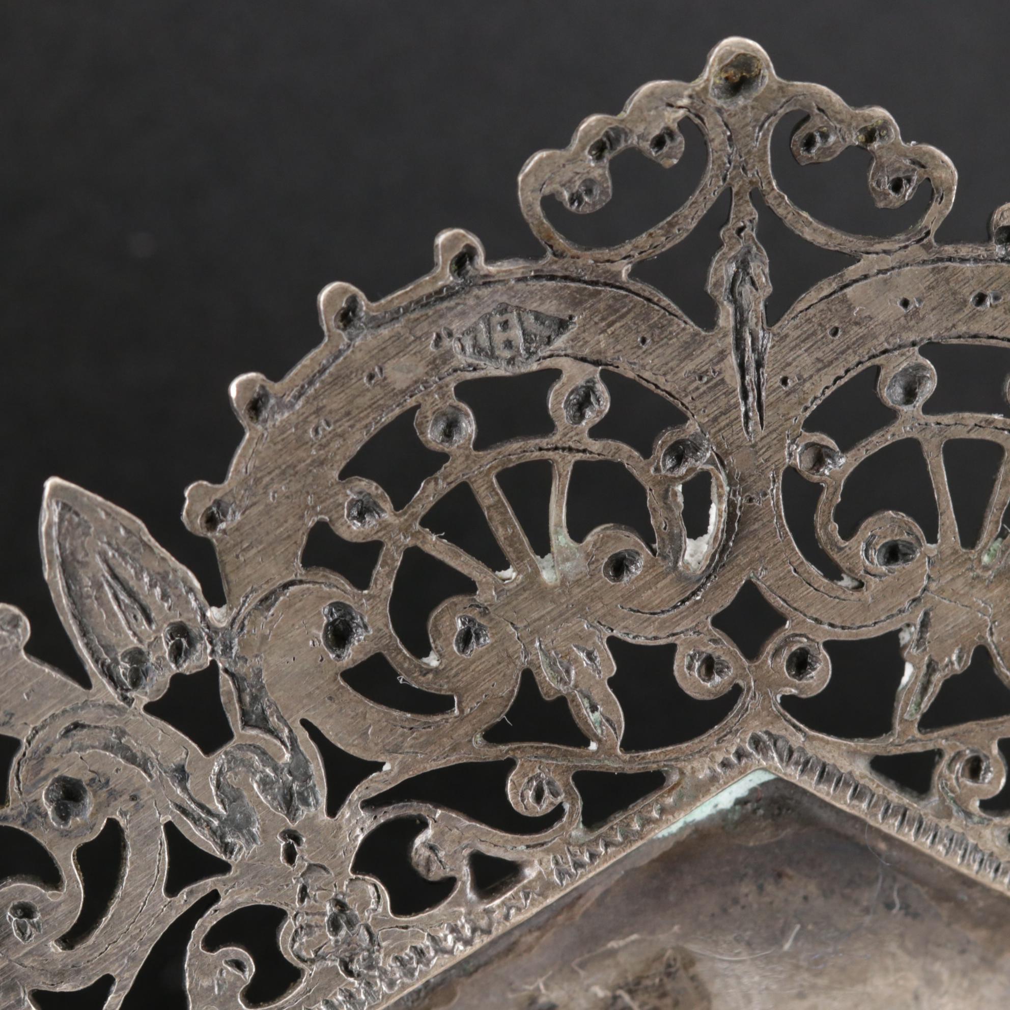 Sterling Silver Antique Islamic Filigree Brooch with Symbol of Allah