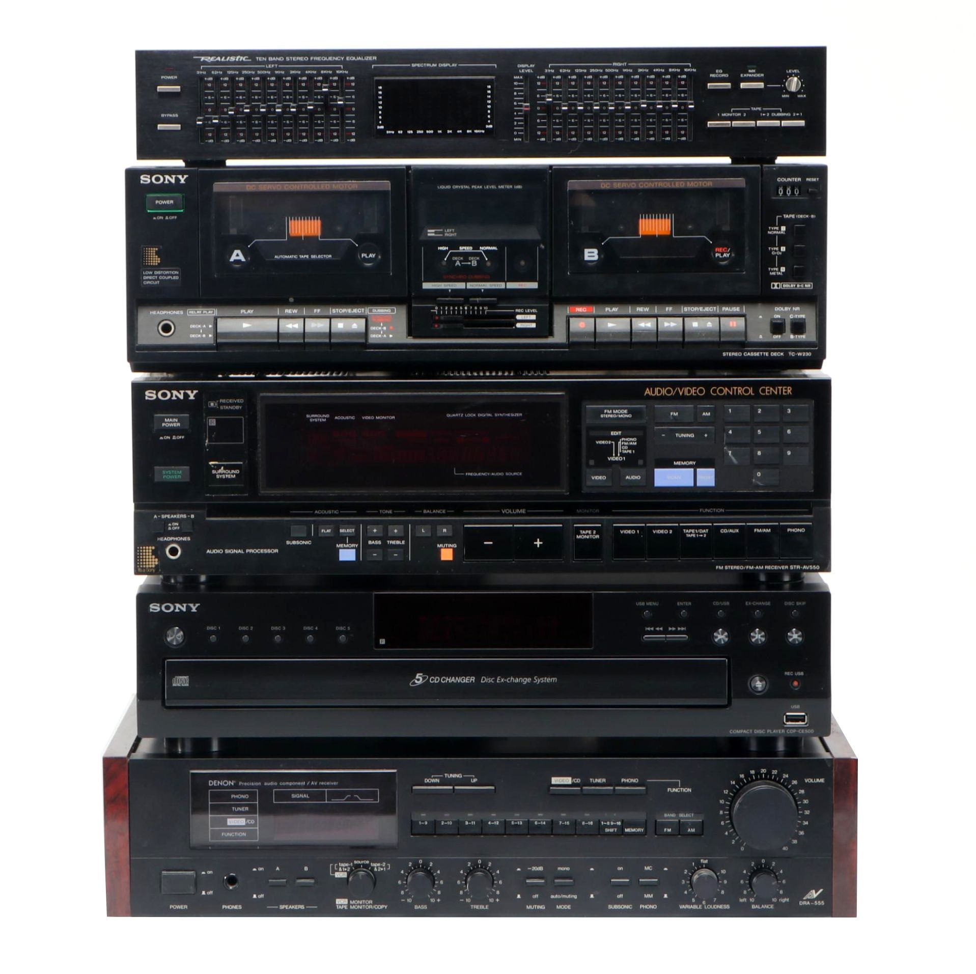 Sony FM Stereo/FM-AM Receiver Model "STR-AV550" with Realistic Equalizer