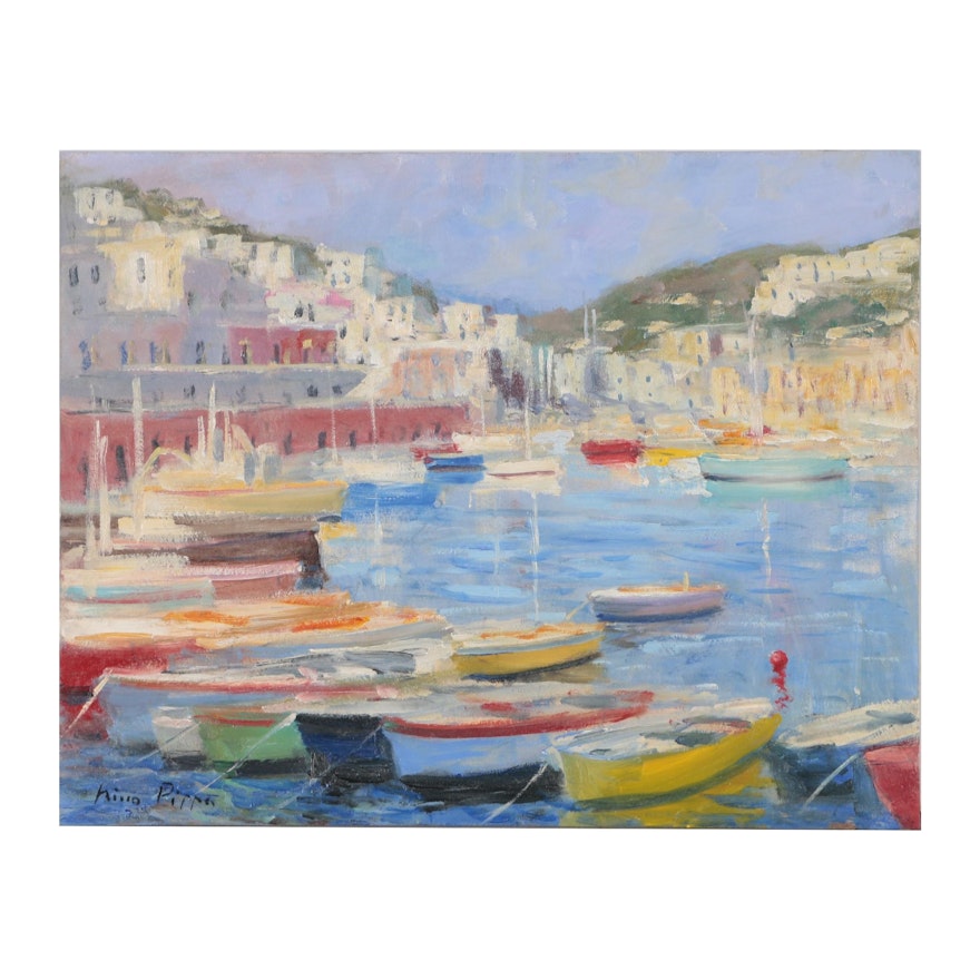 Nino Pippa Oil Painting "Ponza - The Harbor"