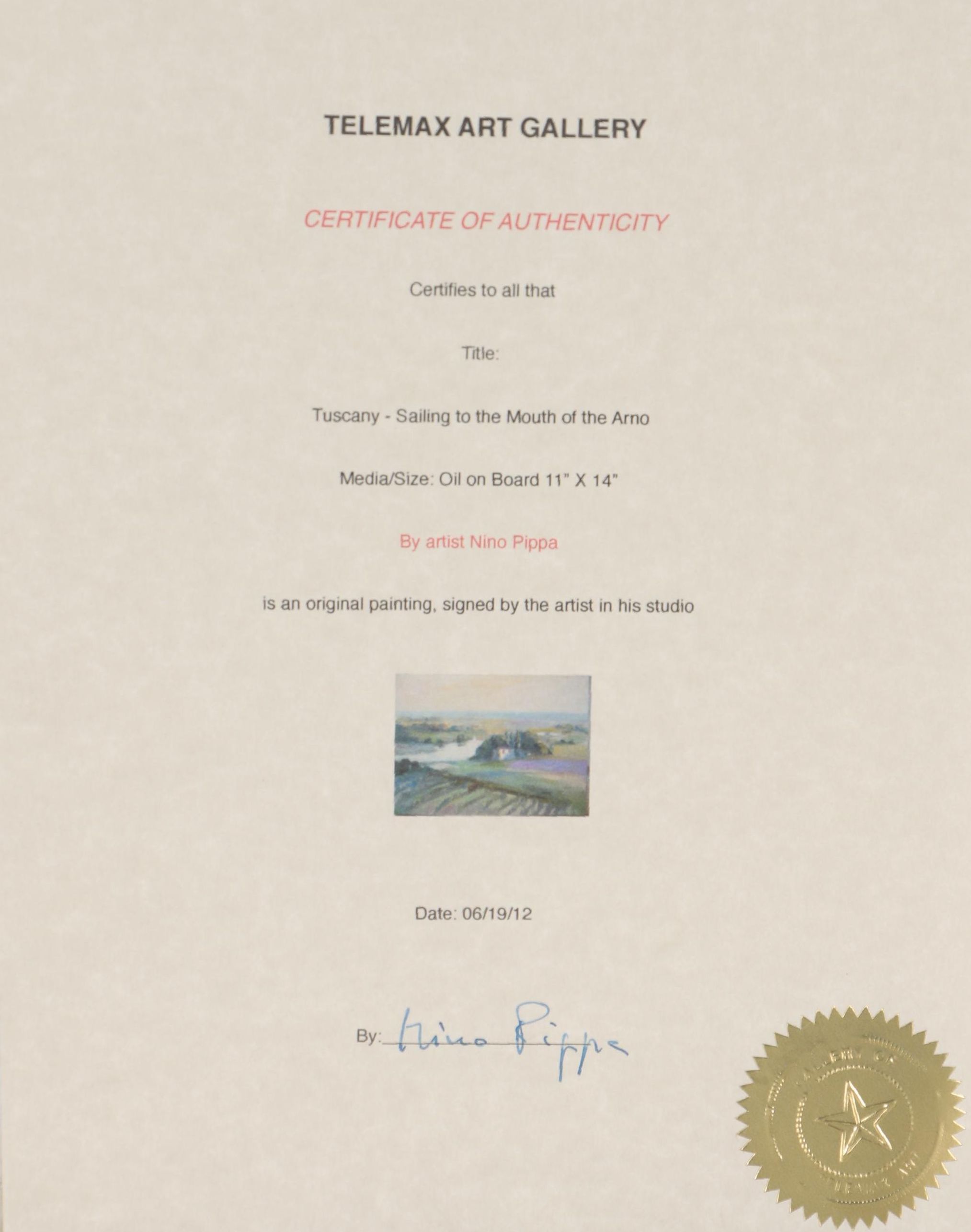 Nino Pippa Oil Painting "Tuscany - Sailing to the Mouth of the Arno"