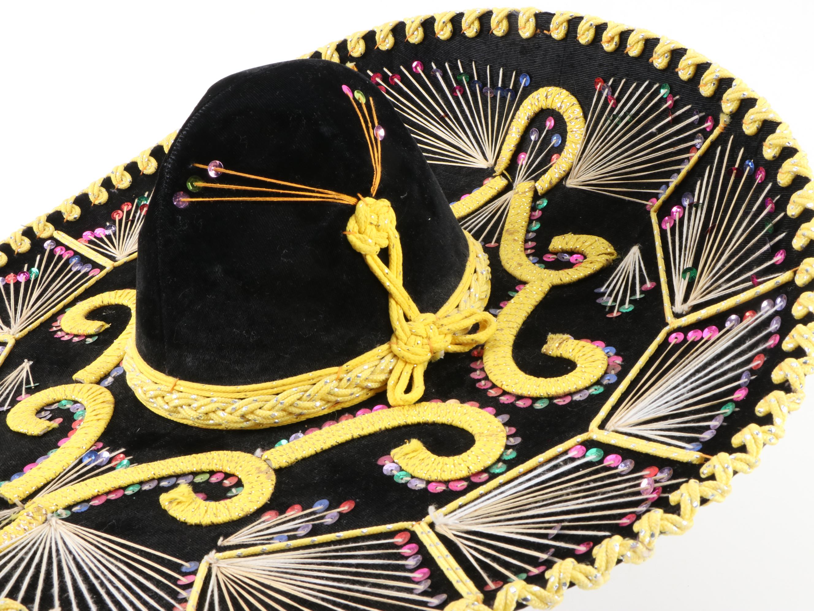 Pigalle Black Embellished Mexican Sombrero