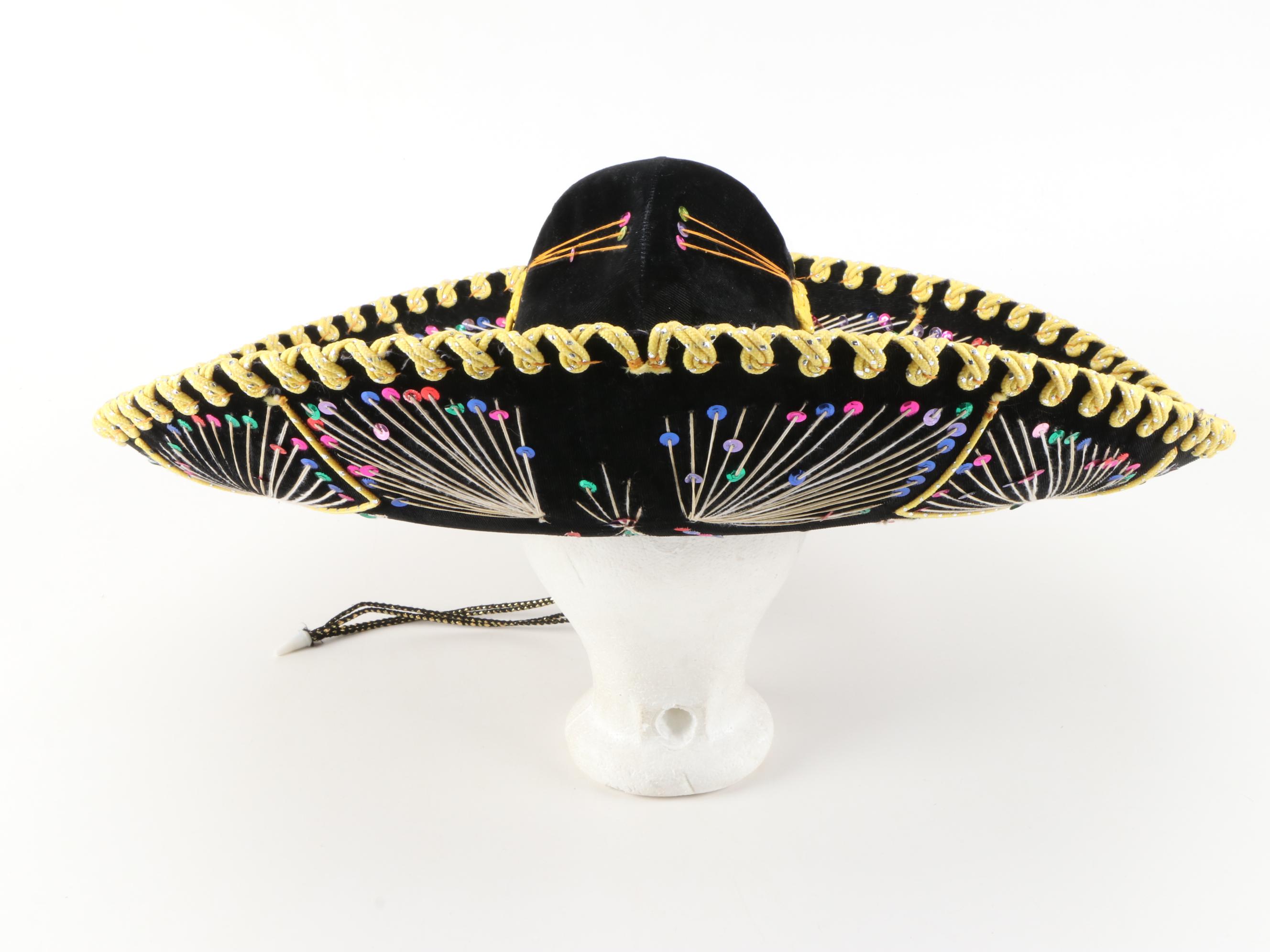 Pigalle Black Embellished Mexican Sombrero