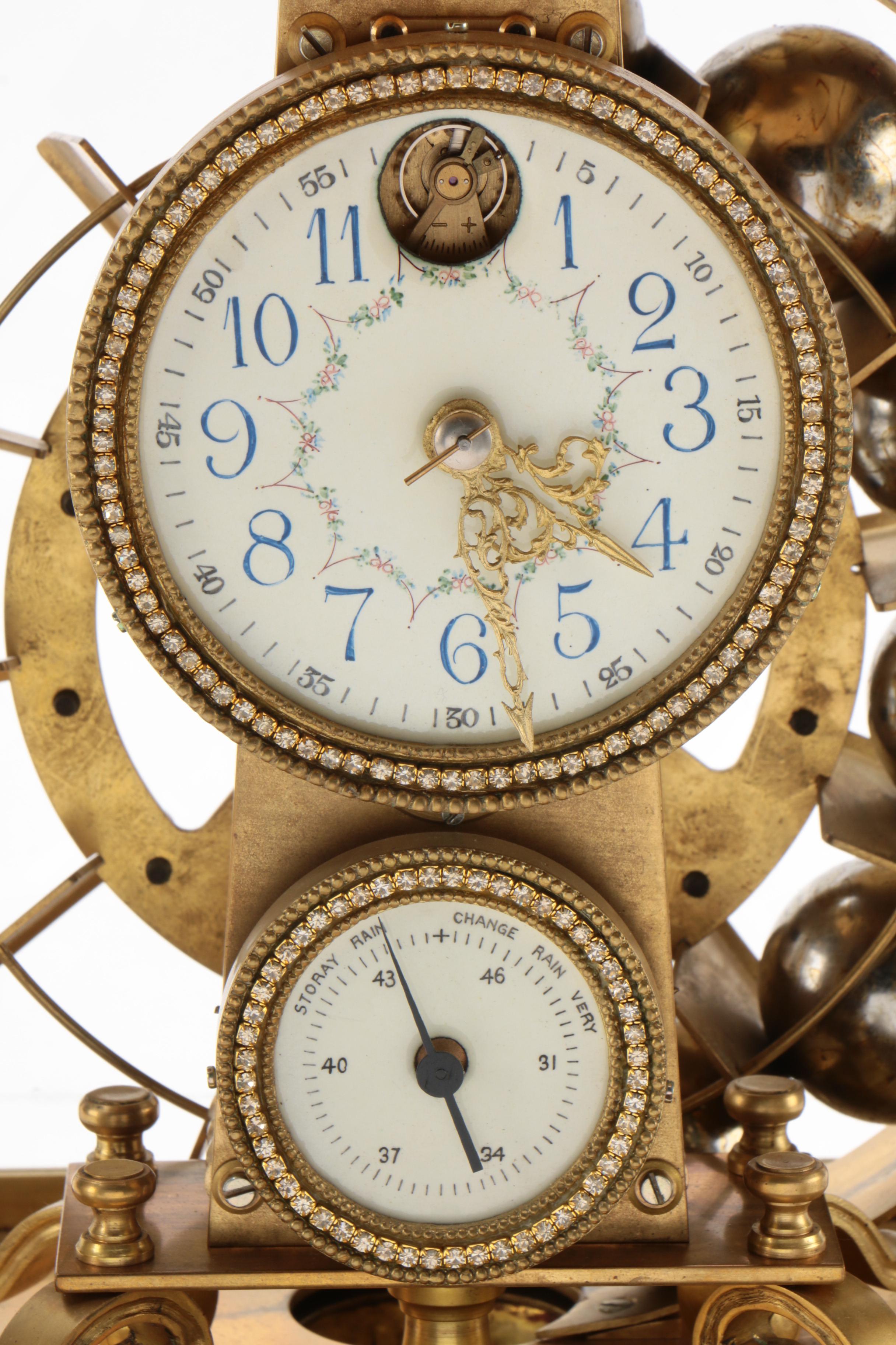 Gilt Brass Spherical Weight or "Falling Ball" Mantle Clock, Late 20th Century