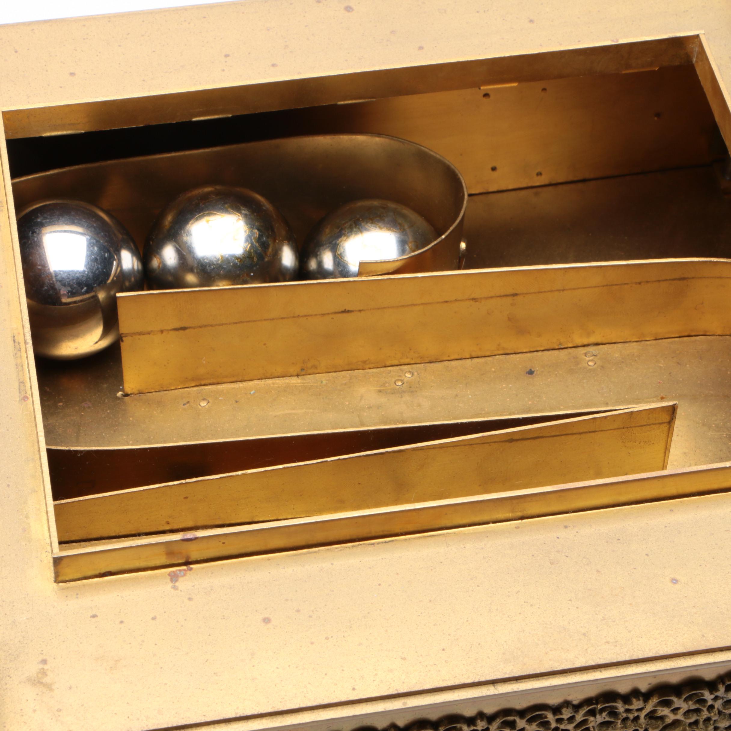 Gilt Brass Spherical Weight or "Falling Ball" Mantle Clock, Late 20th Century